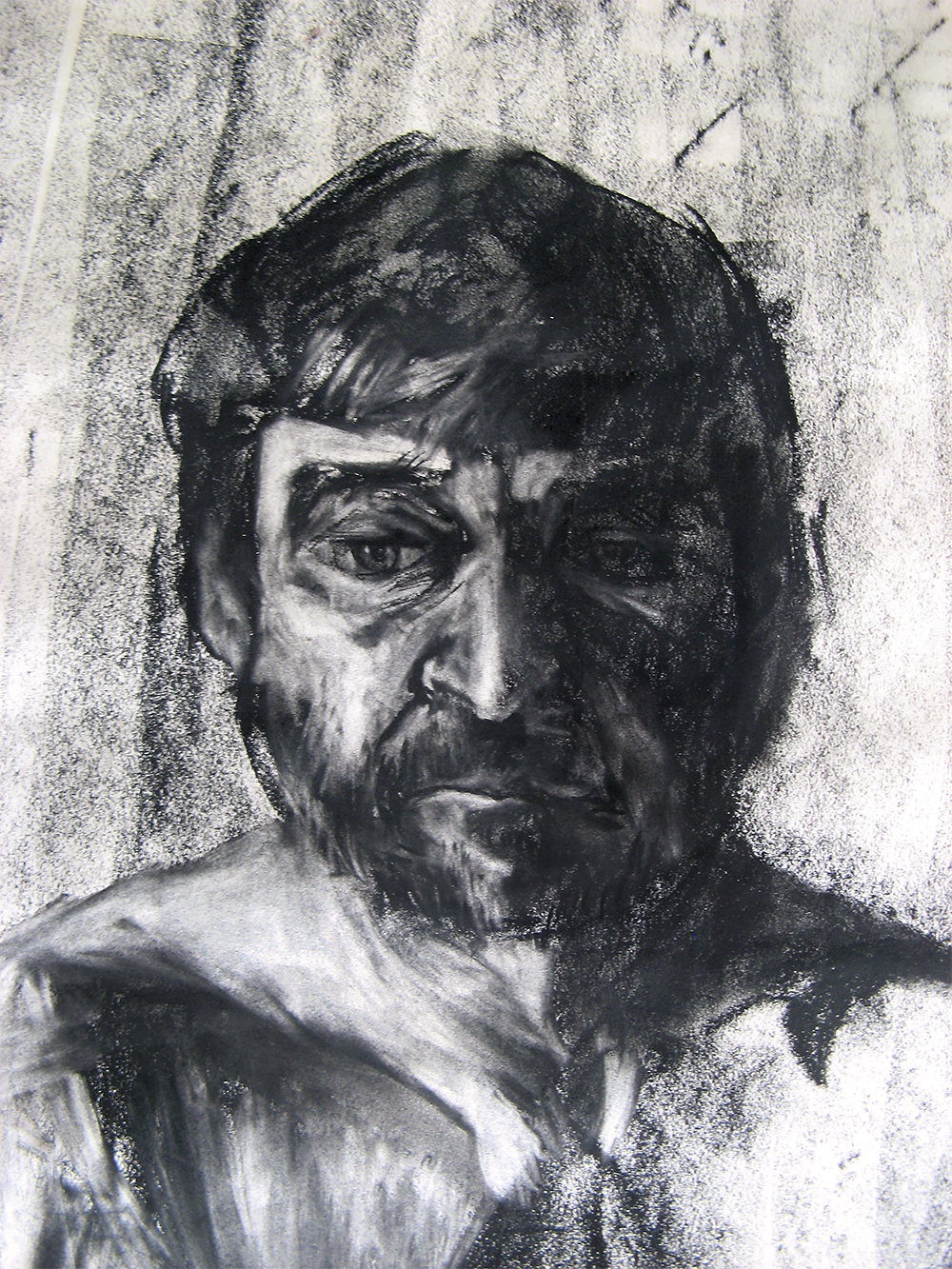And-He-Was-Heavy-With-Many-Cares,-Melissa-Carmon-Myers,-charcoal-on-paper-.png