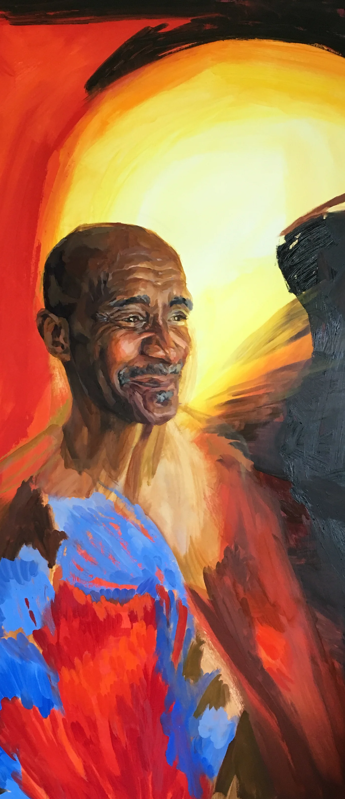Detail of St. Athanasius, Oil and Acrylic on Panel, 35”x 60” by Melissa Carmon The portrait of St. Athanasius, along with 11 others, will be on display at Bolt Gallery from Feb 1-28, 2019 in Downtown Fort Collins.