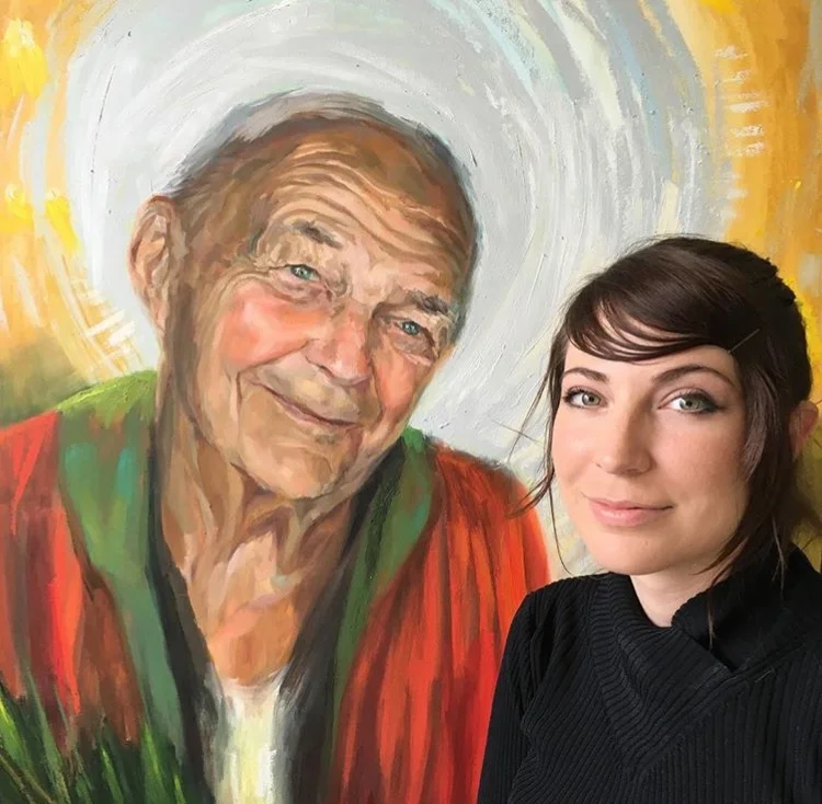 Detail of St. Columbanus, Oil on Panel 35”x 60” by Melissa Carmon