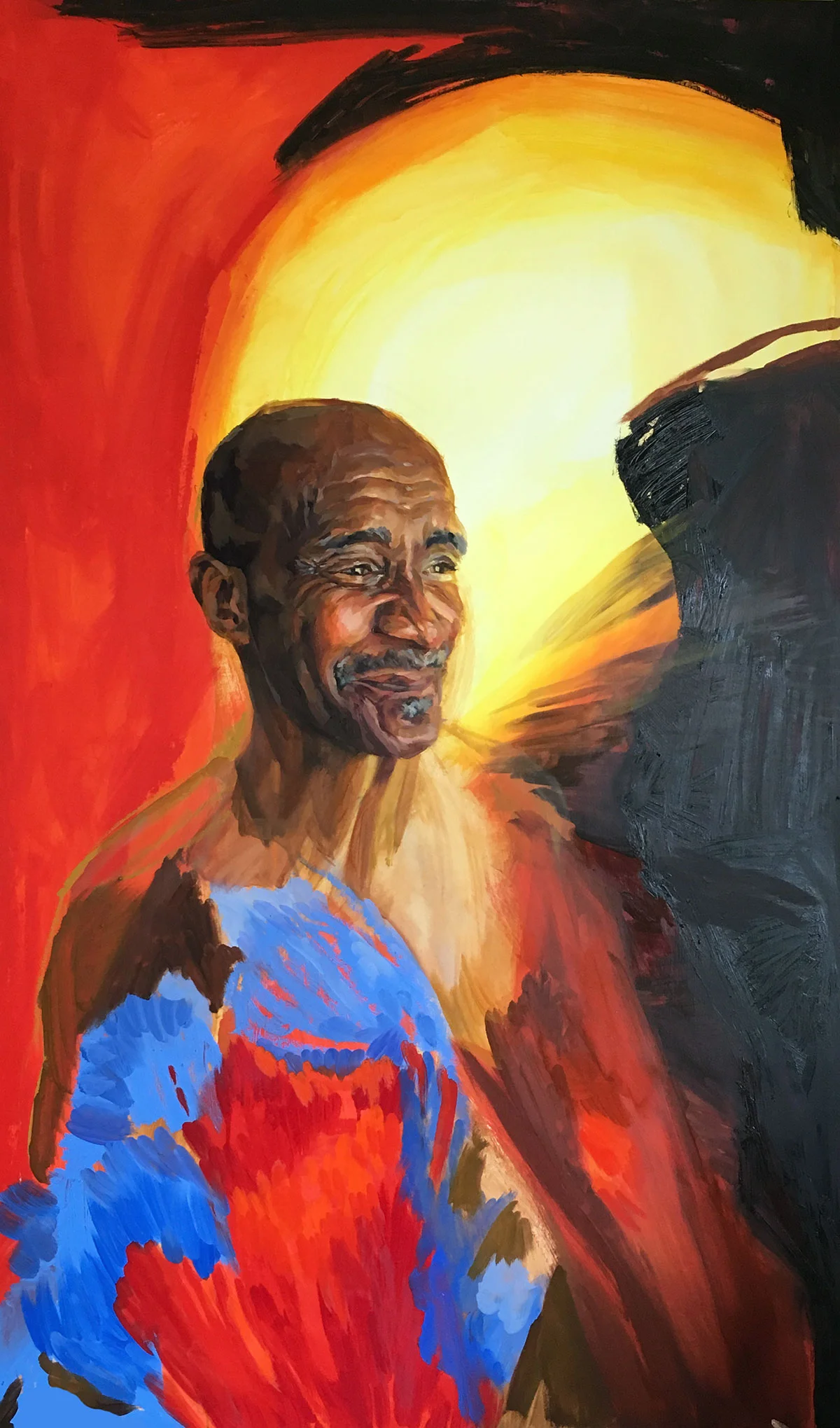 Detail of St. Athanasius, Oil and Acrylic on Panel, 35”x 60” by Melissa Carmon The portrait of St. Athanasius, along with 11 others, will be on display at Bolt Gallery from Feb 1-28, 2019 in Downtown Fort Collins.