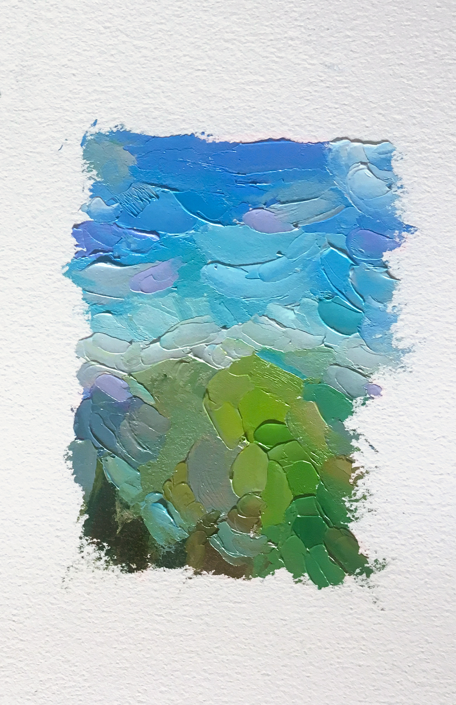 Summertime 1, A Rainbow of Greens, Oil on Arches Oil Paper, by Melissa Carmon