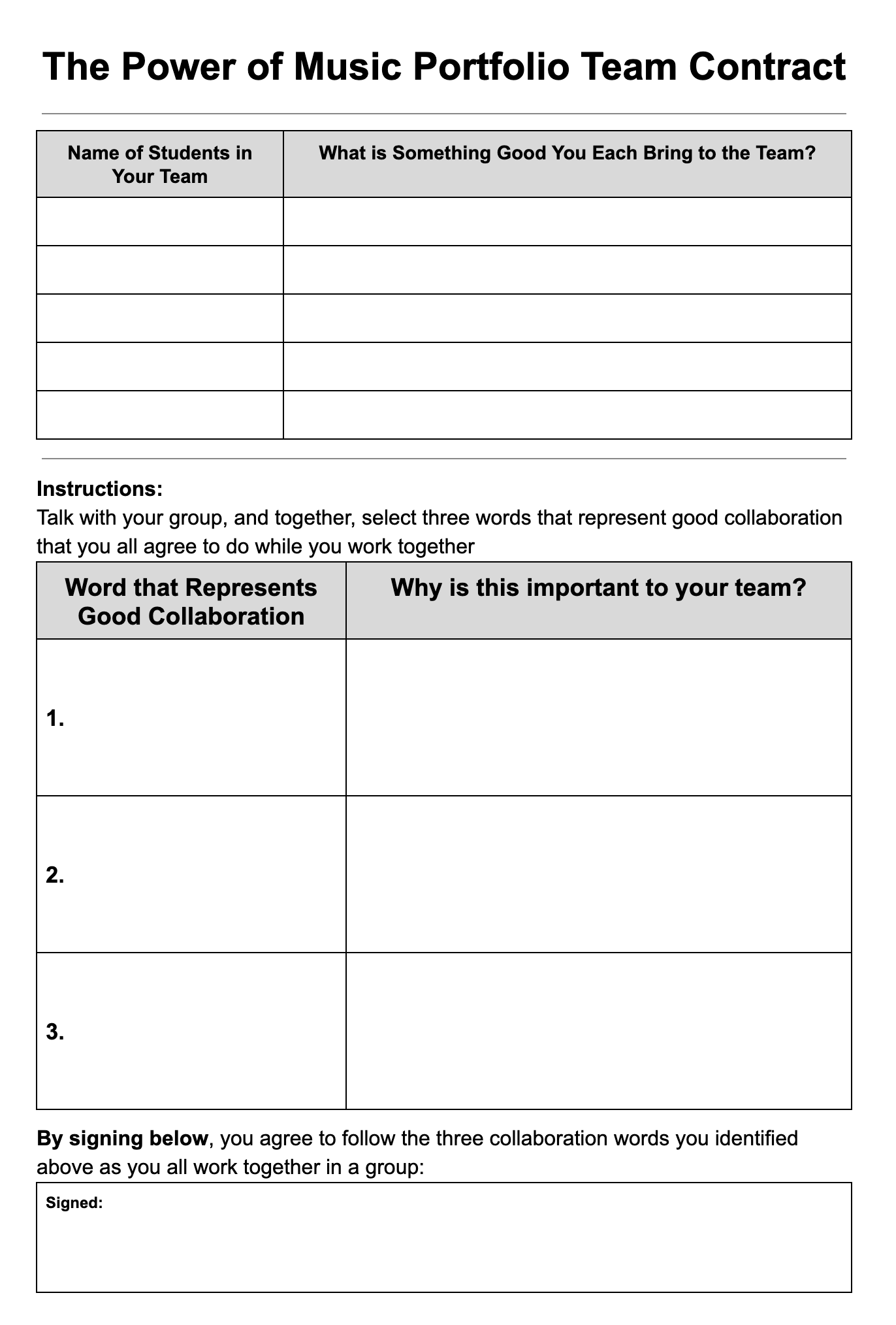 Student Facing Collaboration Contract Example