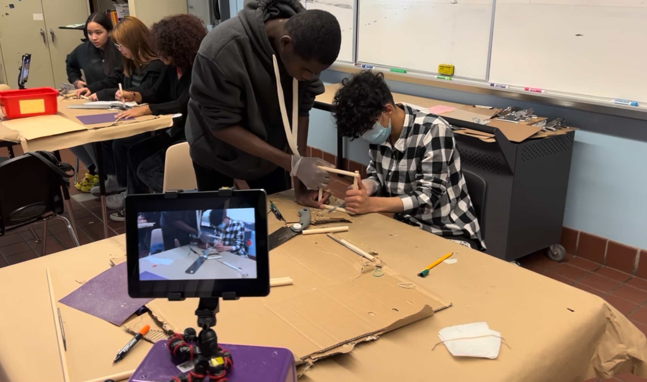 Students Use Time Lapse Setting on an iPad to Document Their Design Process