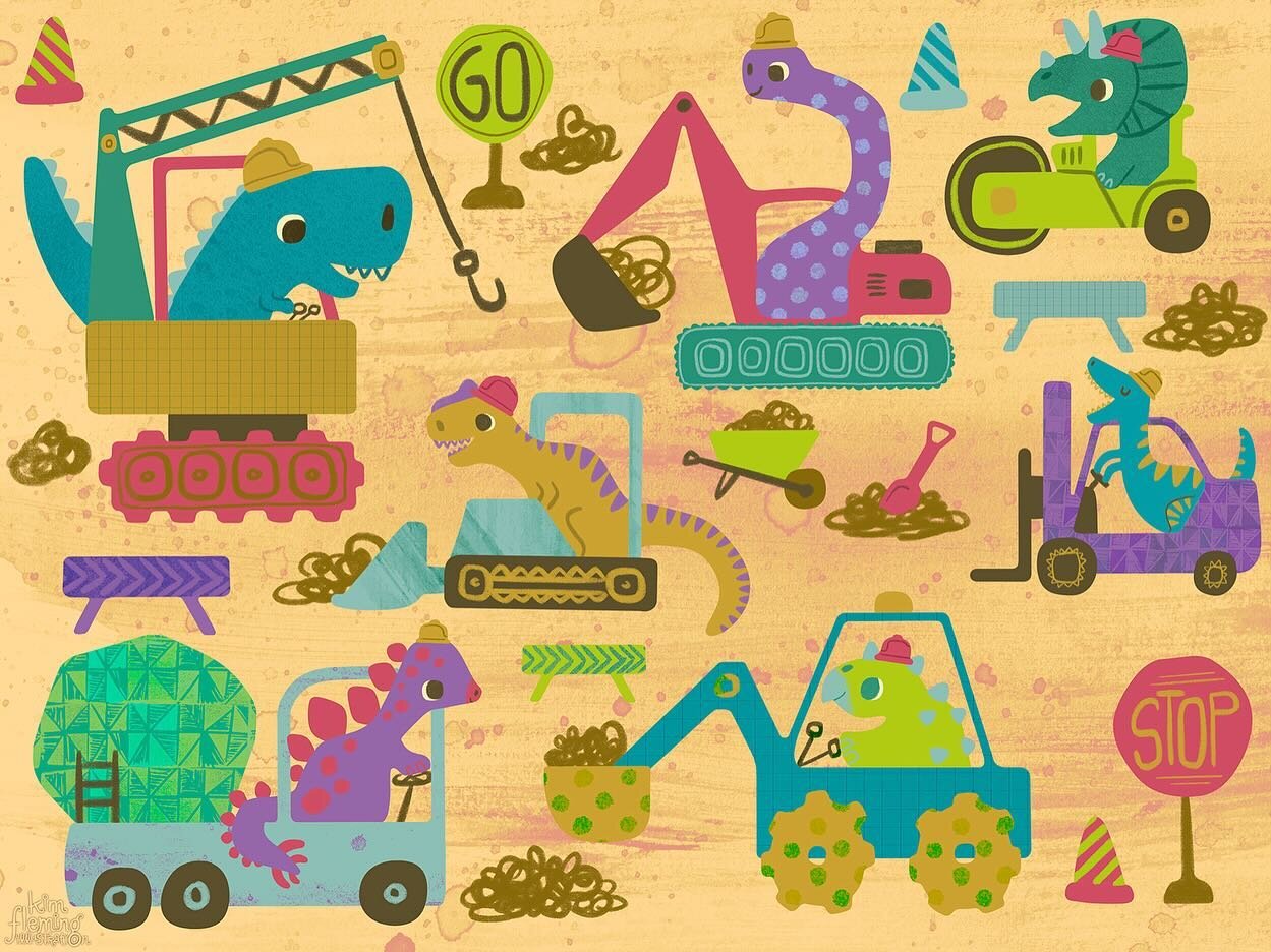 Here&rsquo;s a little something I created for my agency&rsquo;s online event last month. 

I had a lot of fun coming up with the dinos in their different construction vehicles. 🦕 🚜🦖🚧

I thought I could make a fun puzzle? What do you think?

#dino