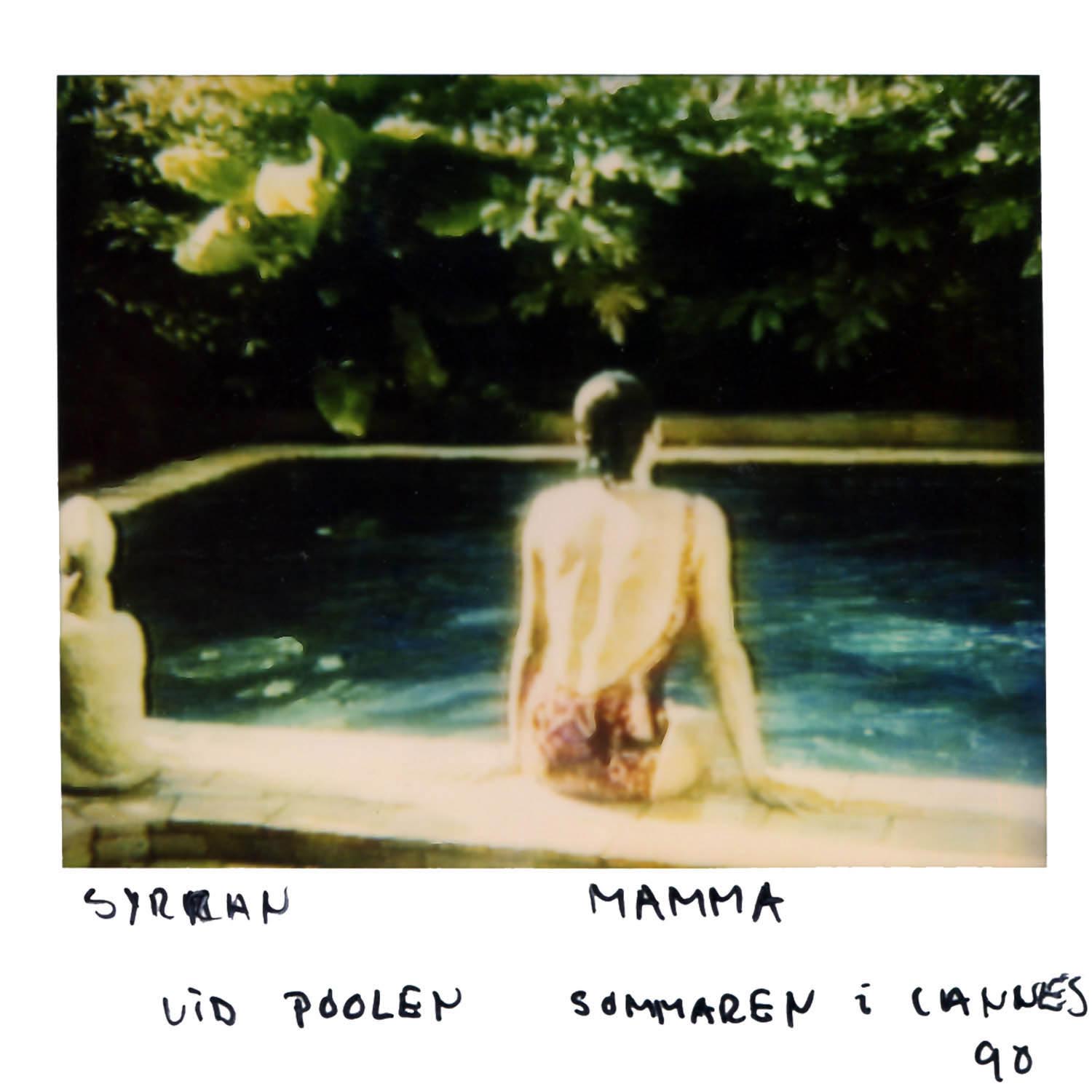 My mother and sister at the pool . summer in Cannes