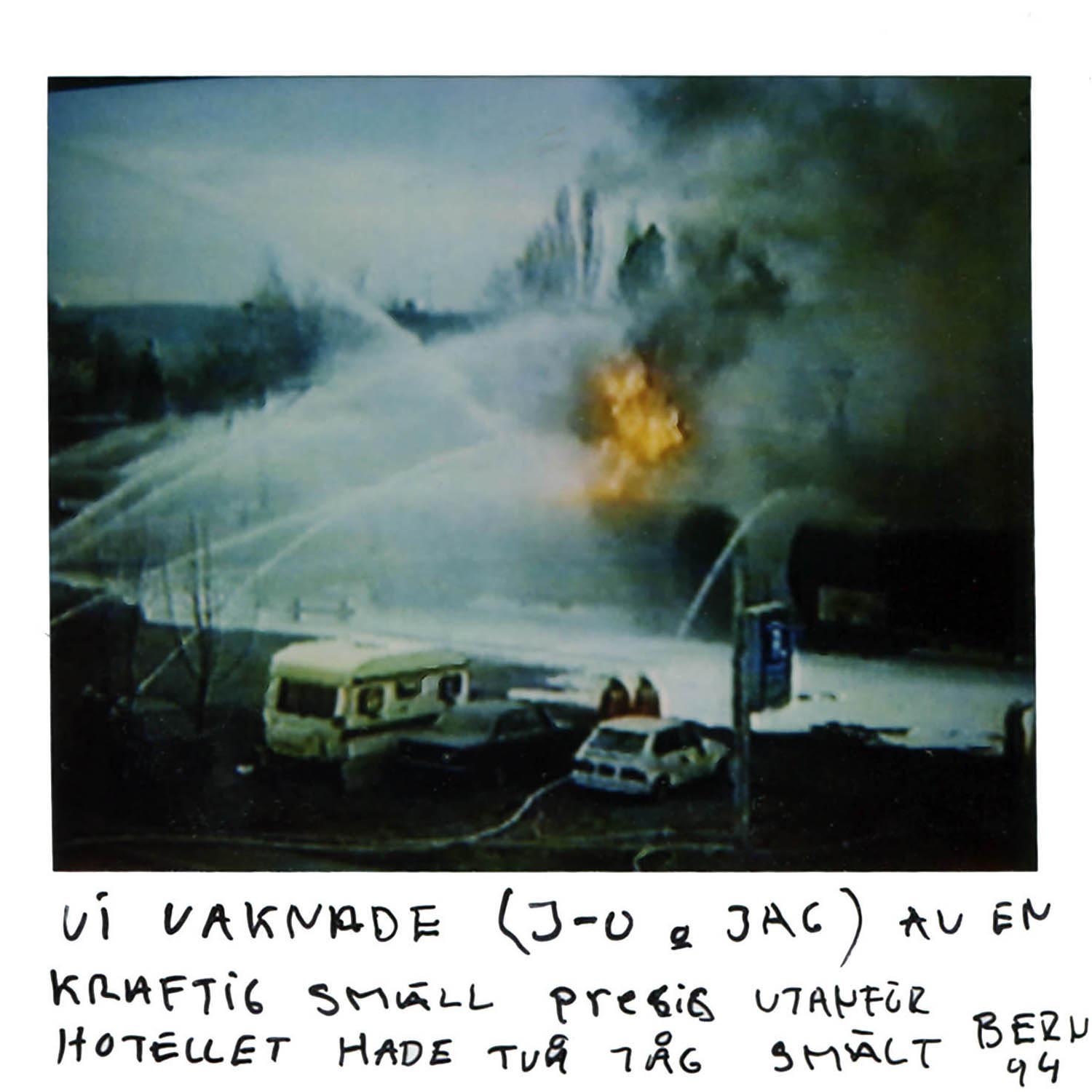 Me and J-O woke up by a loud bang, just outside our hotel 2 trains had collided. Bern-94