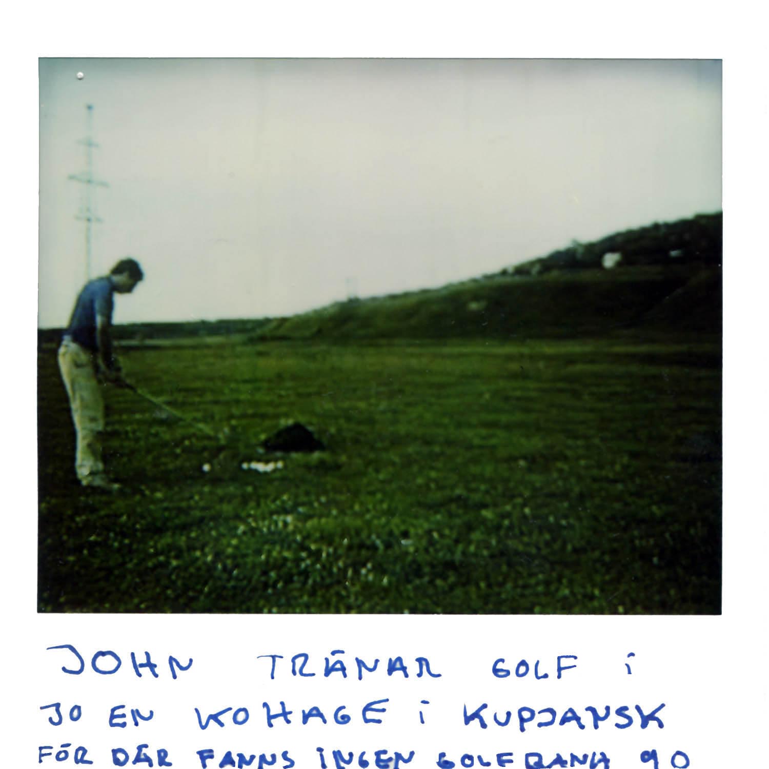 Johan is training golf on a field full of cows in Kupiansk (because there was no golf course -90