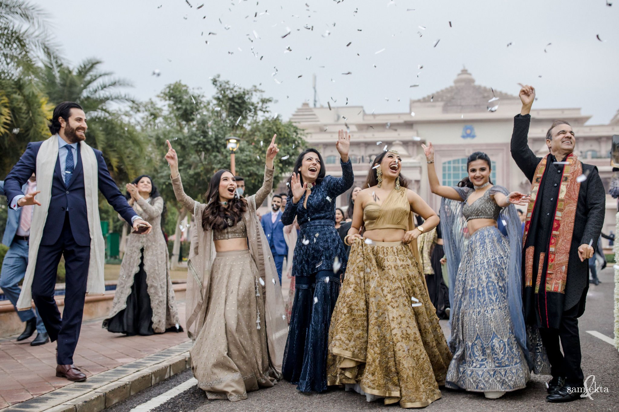 The bride squad approached the baraat