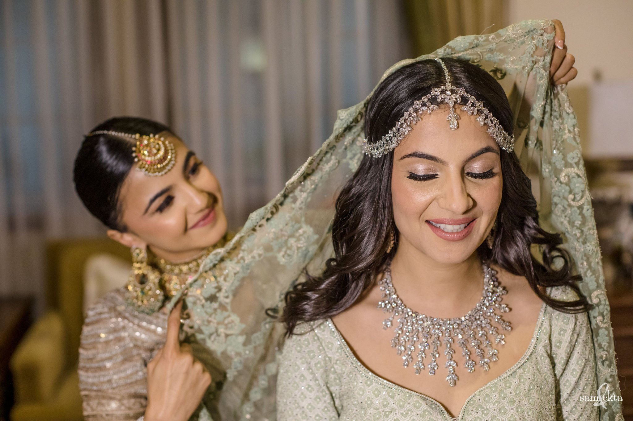 Nikita helped put the final touches on Saba as she transformed into a bride