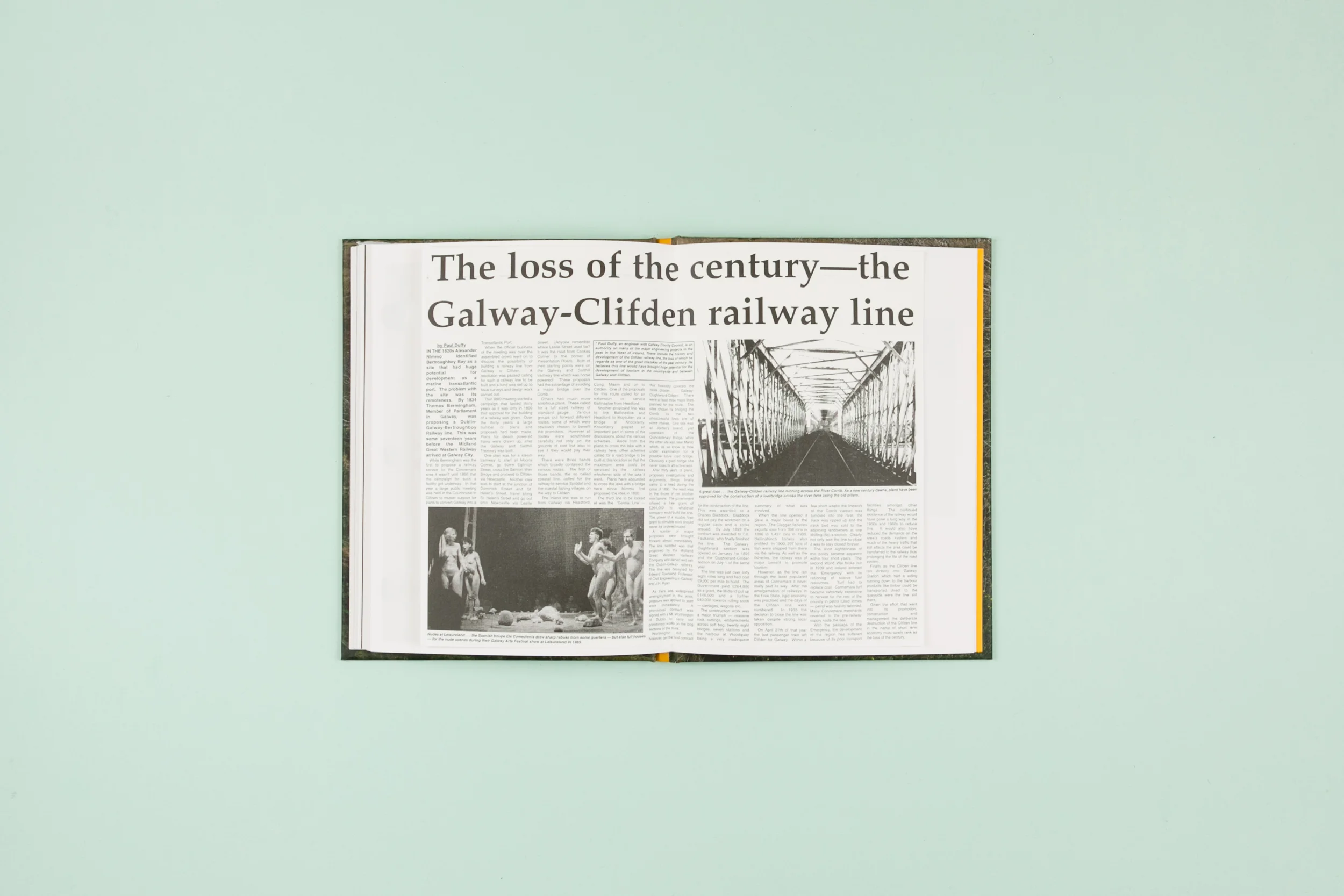 Book spread from The Whistle Blowing a photobook with photography by Lorraine Tuck and Design by Read That Image Collective
