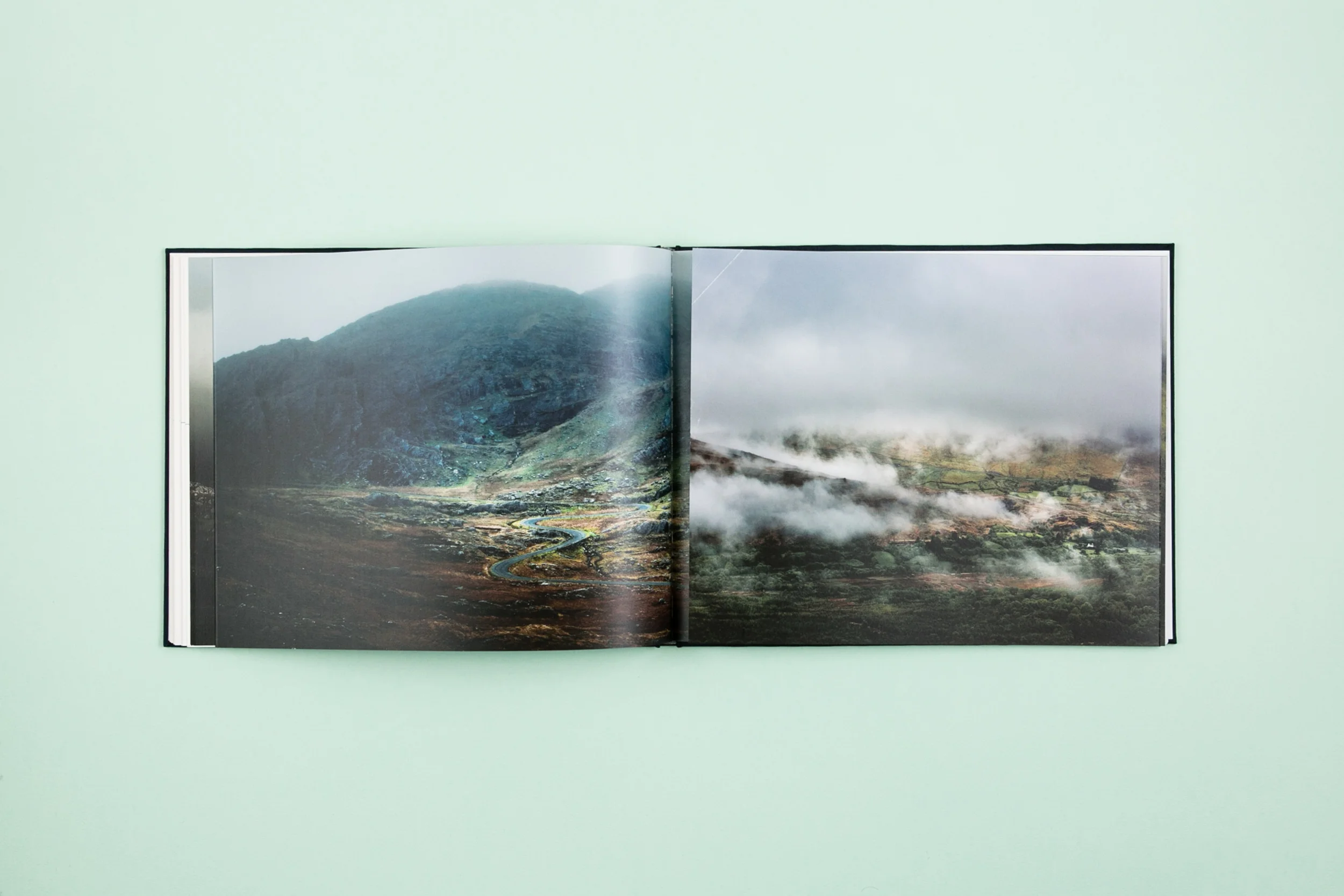 Book spread from self-published photobook 'Skyline' featuring photography by Eoghan Kavanagh and design by Read That Image.