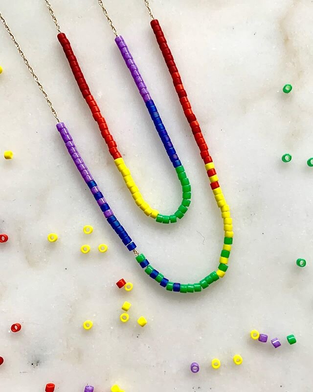 Love is love is love is love is love🎉🌈❤️🧡💛💚💙💜✌🏽🏳️&zwj;🌈Limited Edition Pride Month Summer of Love 14k beaded necklace✨ For the month of June, 100% of the profits of every sale will be donated and shared between the @naacp_ldf @trevorproject