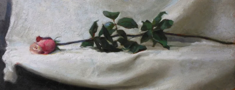 Reclining rose. 20 x 50 cm, oil on panel