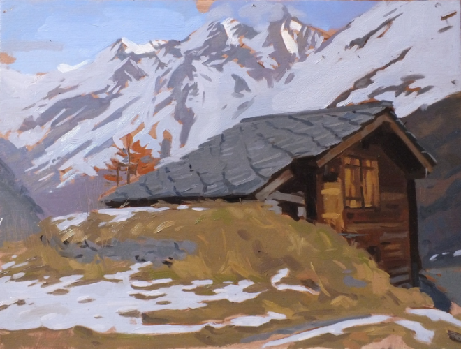 Single hut, Zermatt. 30x40cm