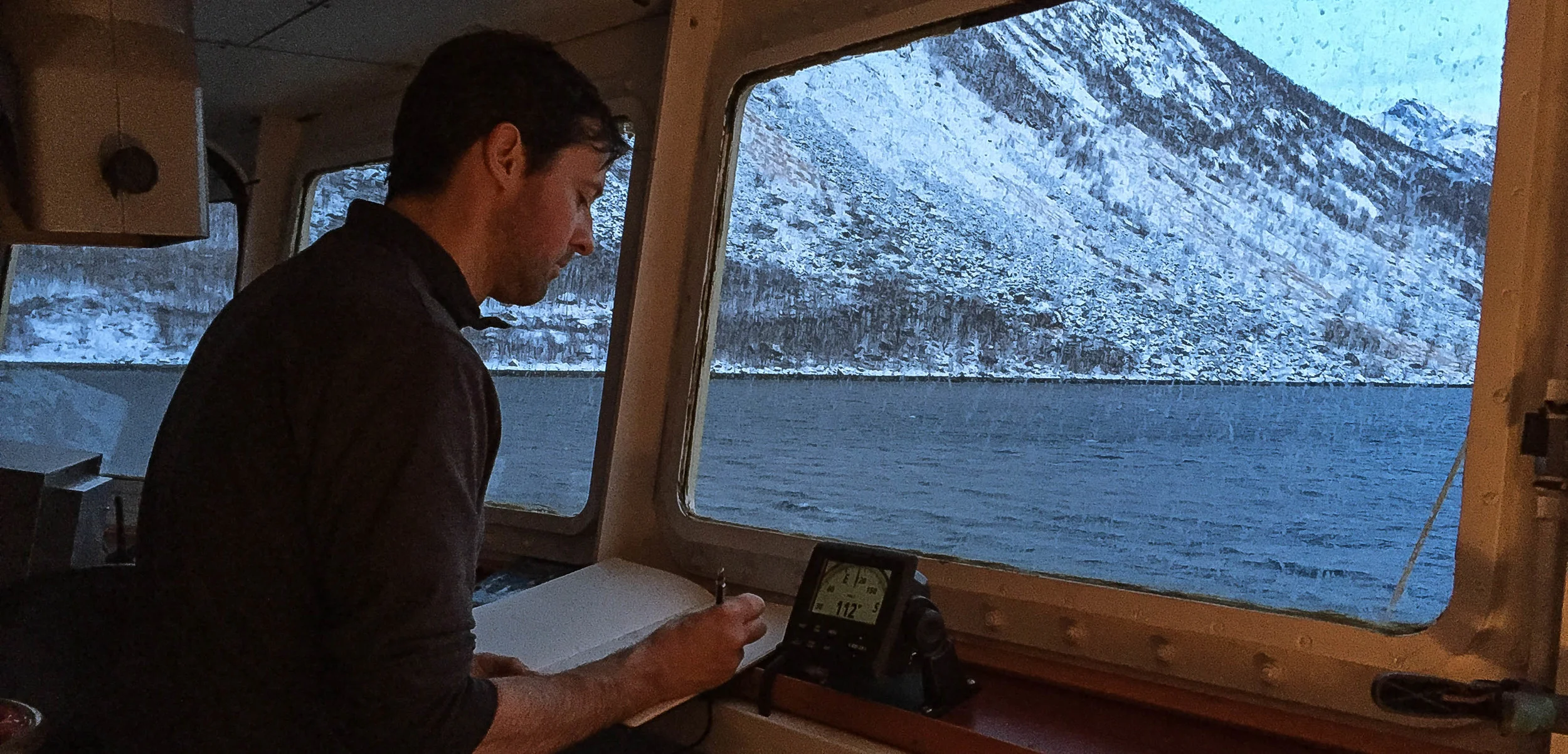 Sketching the landscape from the bridge.