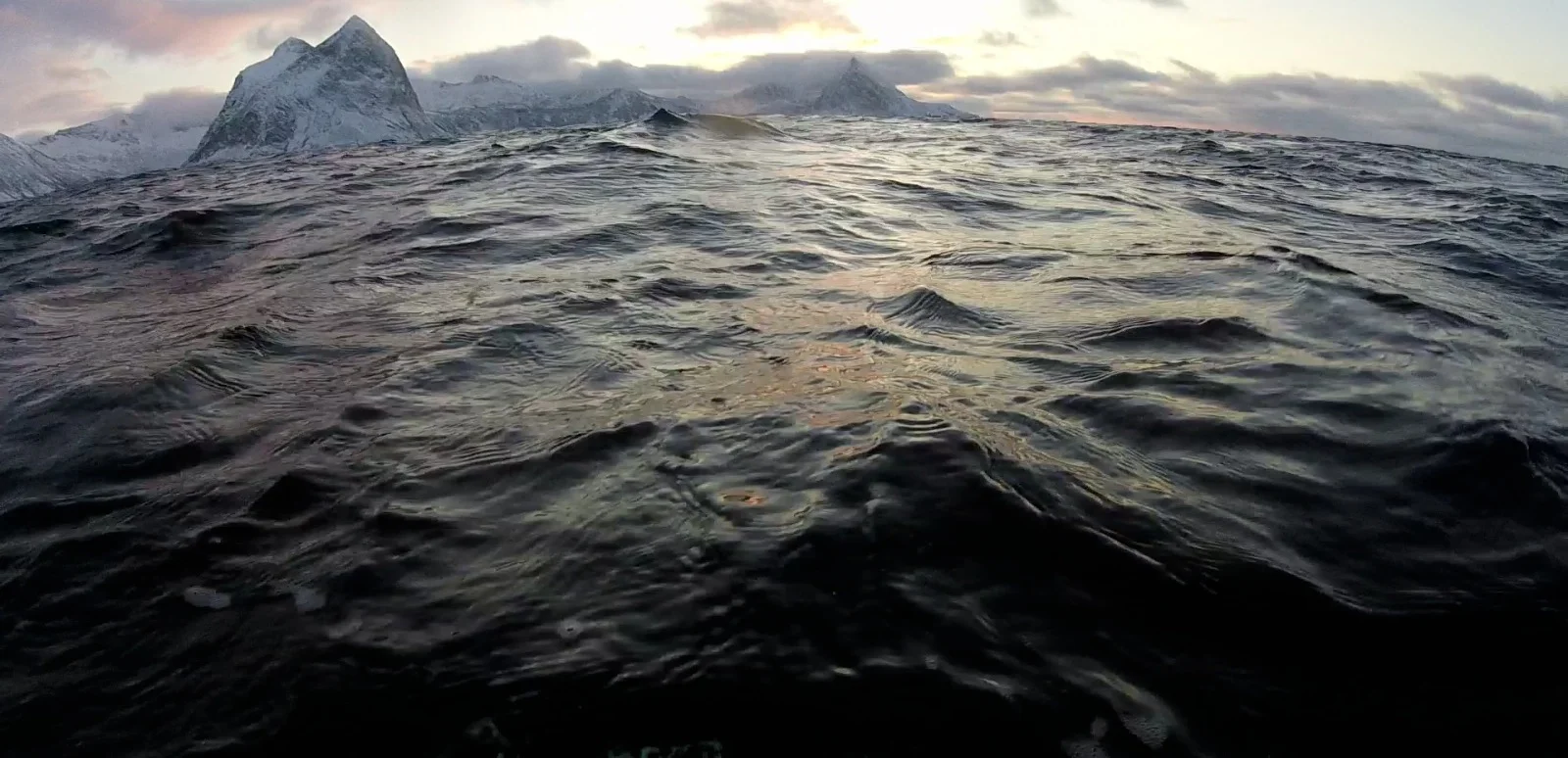 The dark, cold and uninviting arctic waters.