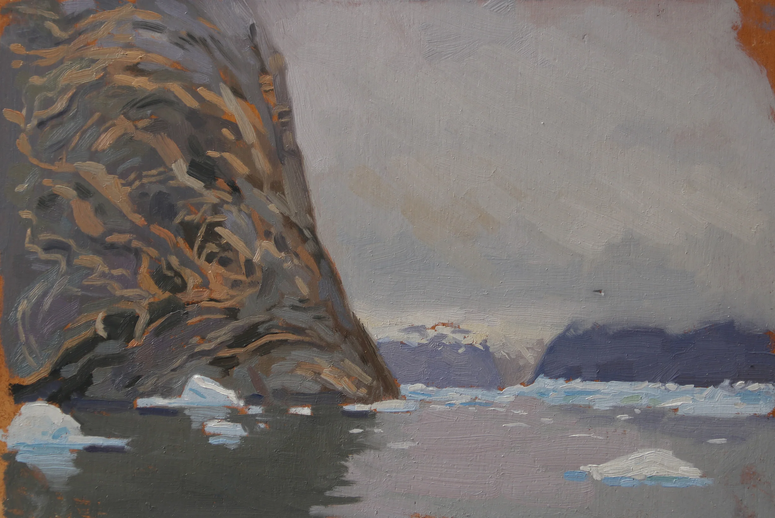  Scoresbysund, Greenland. &nbsp;Oil on board. 20x30cm. 
