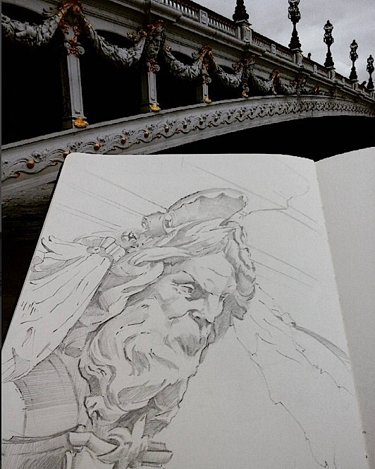 Pont Alexandre III with sketchbook