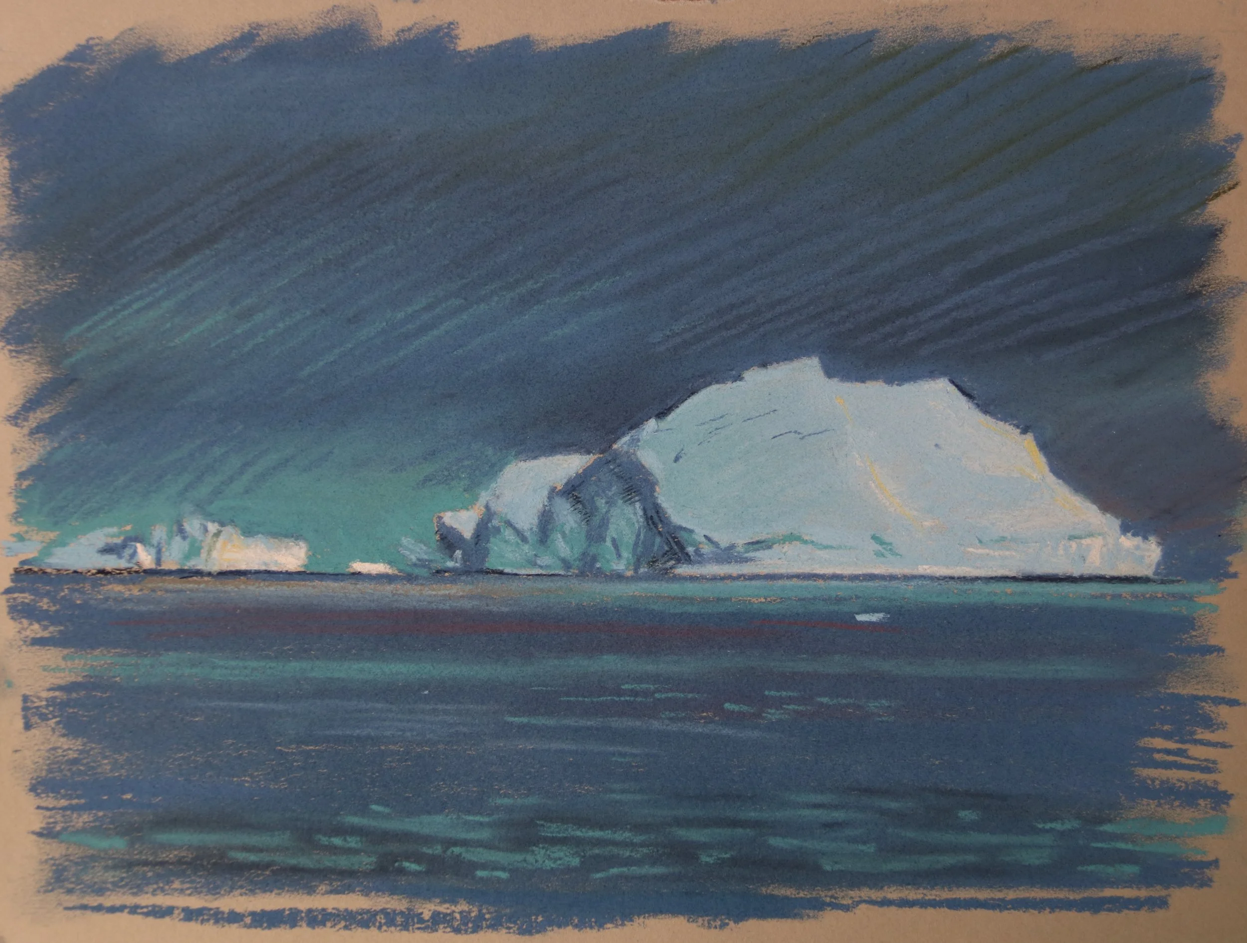  Greenland icebergs, pastel on toned paper, 32x25cm 