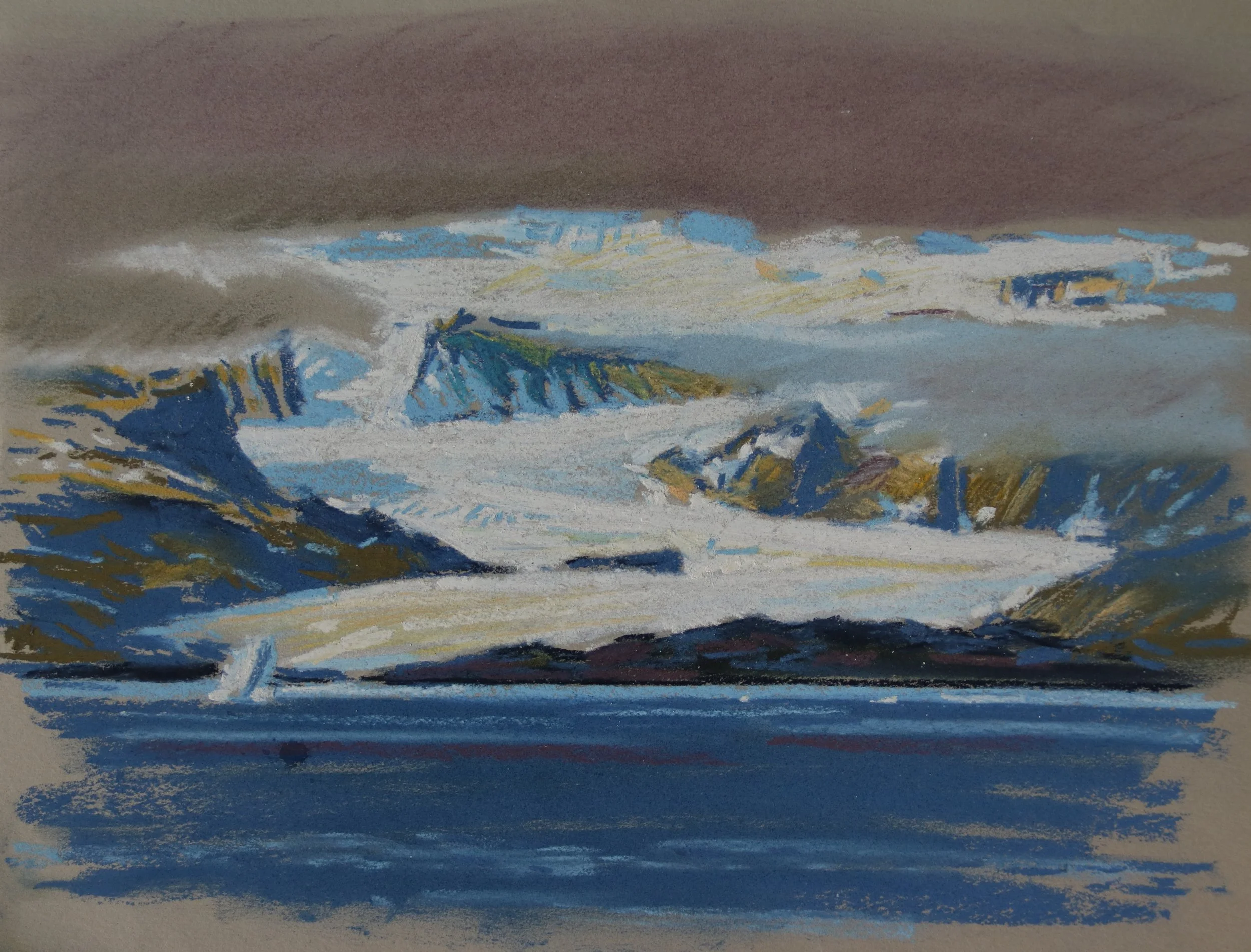  Scoresbysund, Greenland.&nbsp;Pastel on toned paper,&nbsp;25x32cm. 