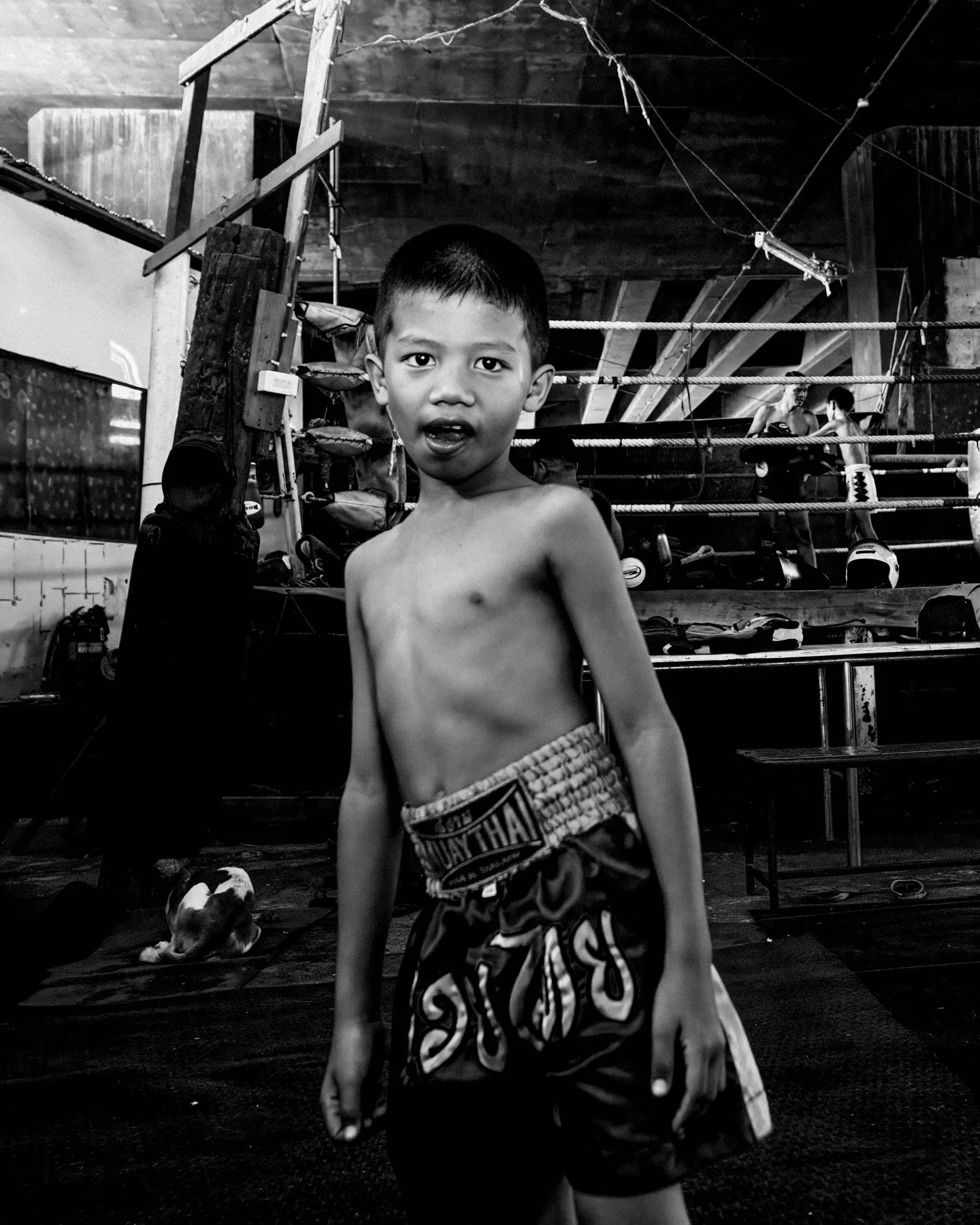 A young fighter poses at the 96Penang gym. #muaythai
