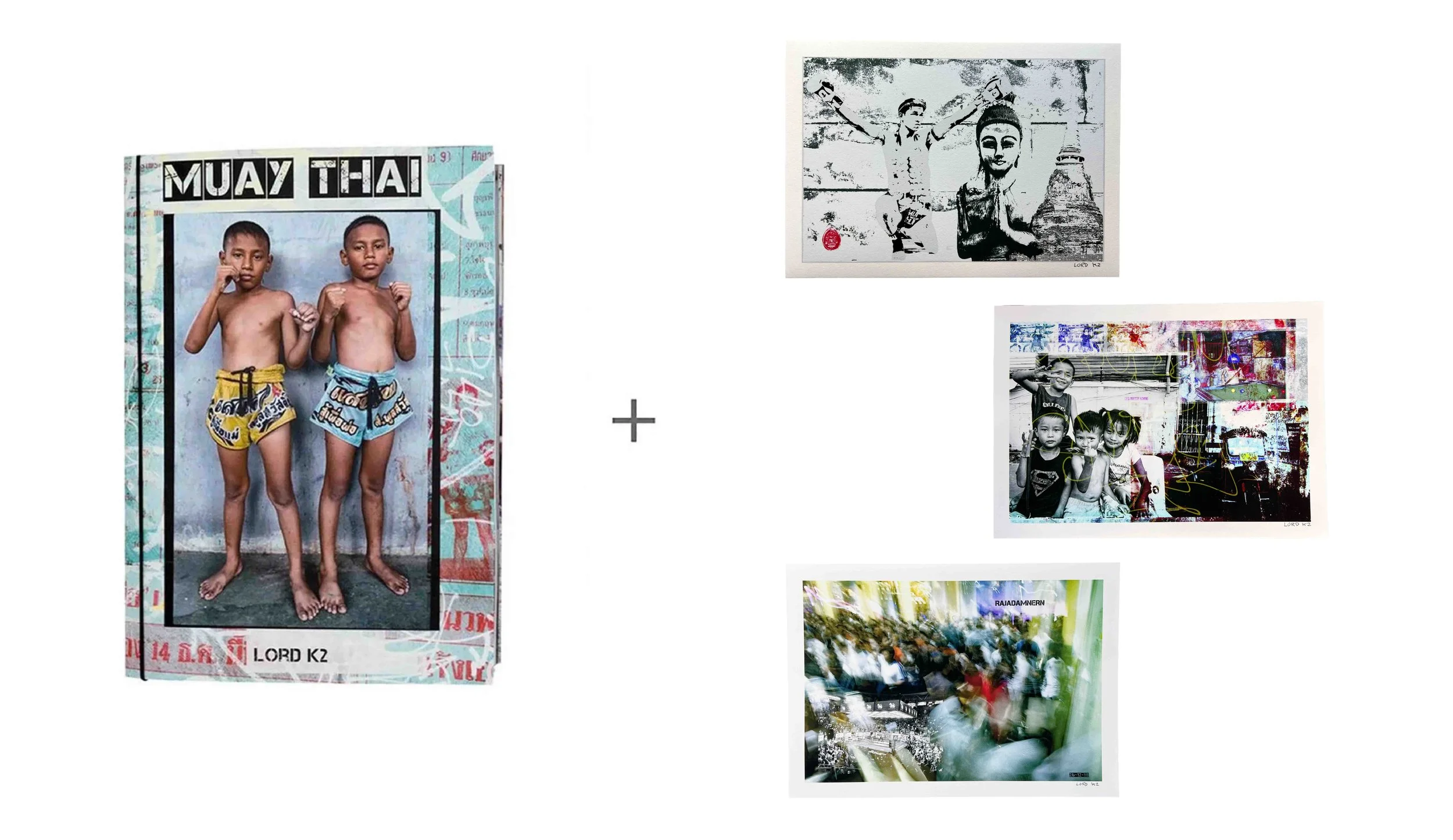 Signed book 'MUAY THAI' + 3 signed A4 prints