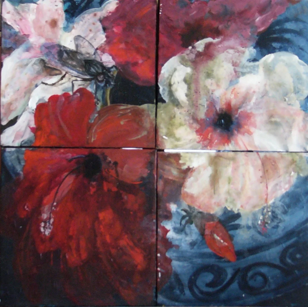 Only for today, acrylic, four panels 12 x 12" (24 x 24") sold