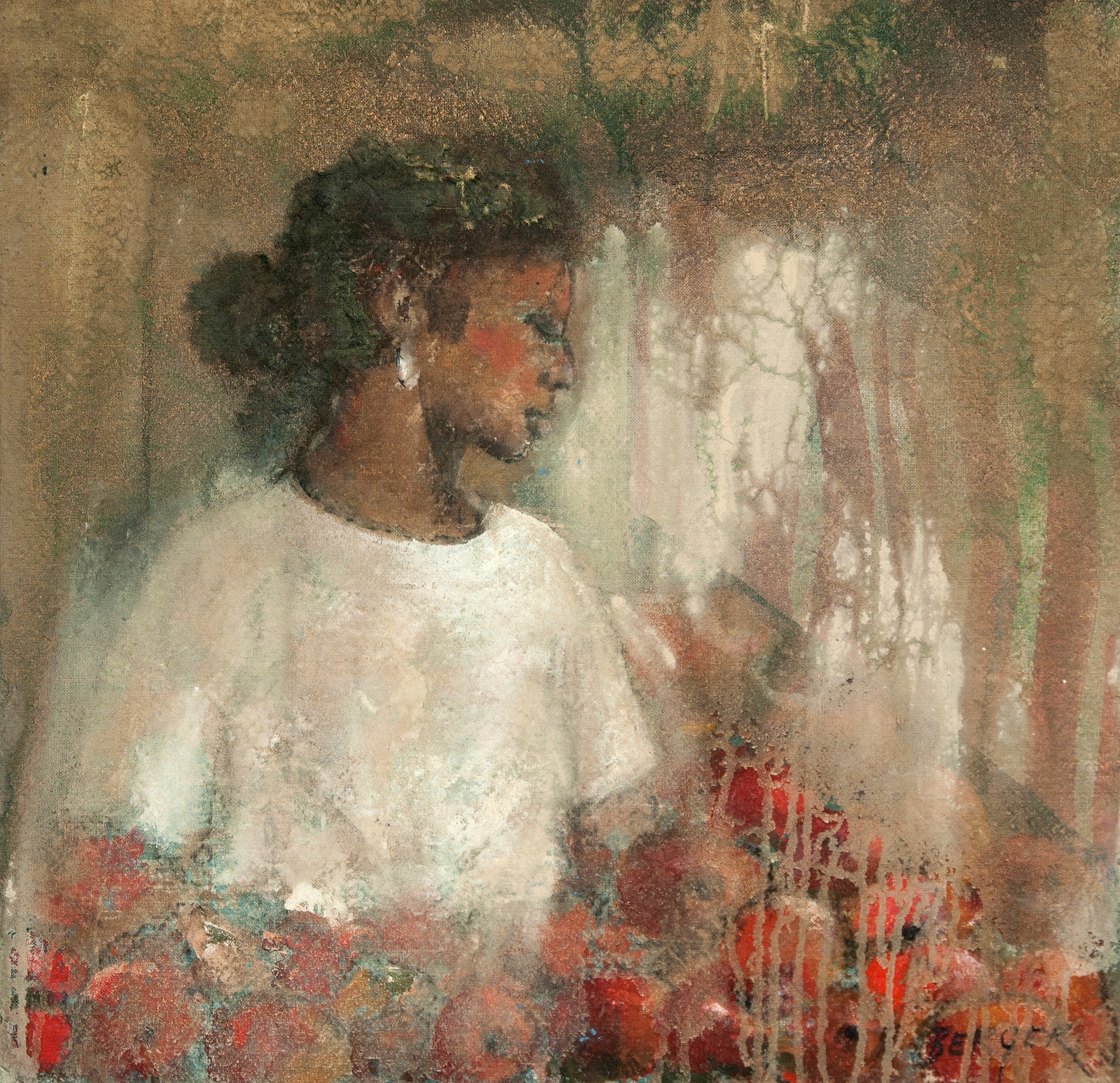  Fruit Vendor, acrylic on canvas,&nbsp; 24x24 sold 