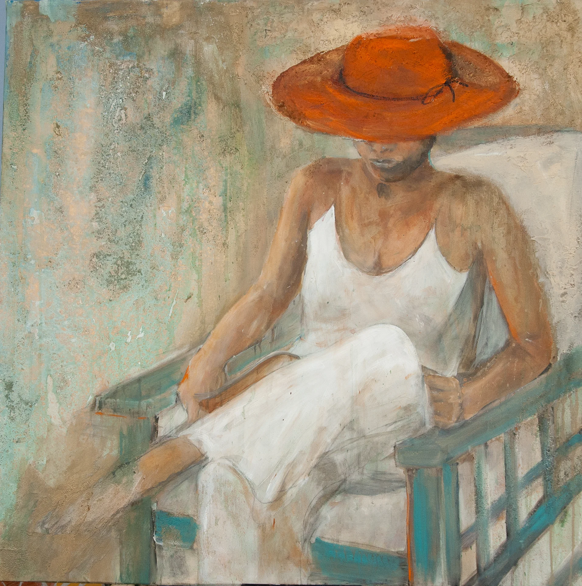  The Red Hat 39x39, acrylic on canvas, sold 