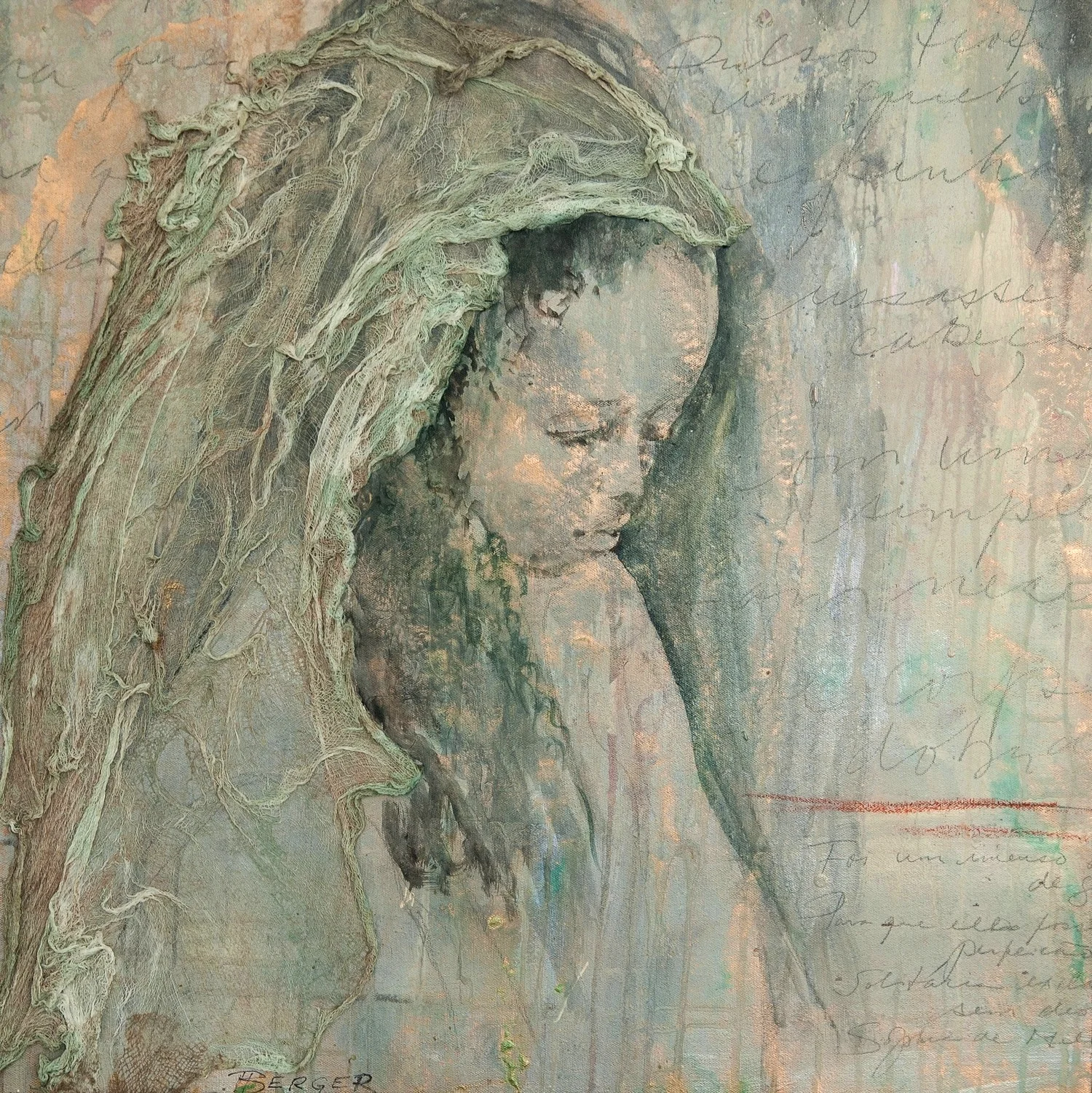  Unknown Princess 24x24, mixed media on canvas, sold 