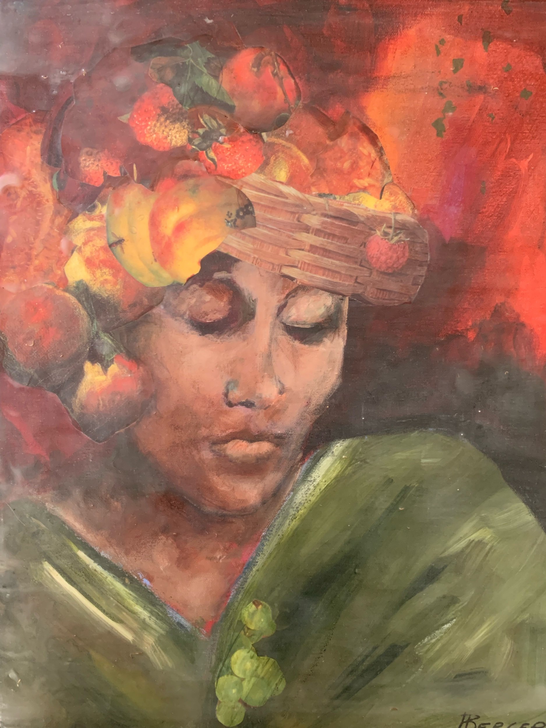 Just for a moment Im going to be me, wax/ collage 16 x 20 $1800