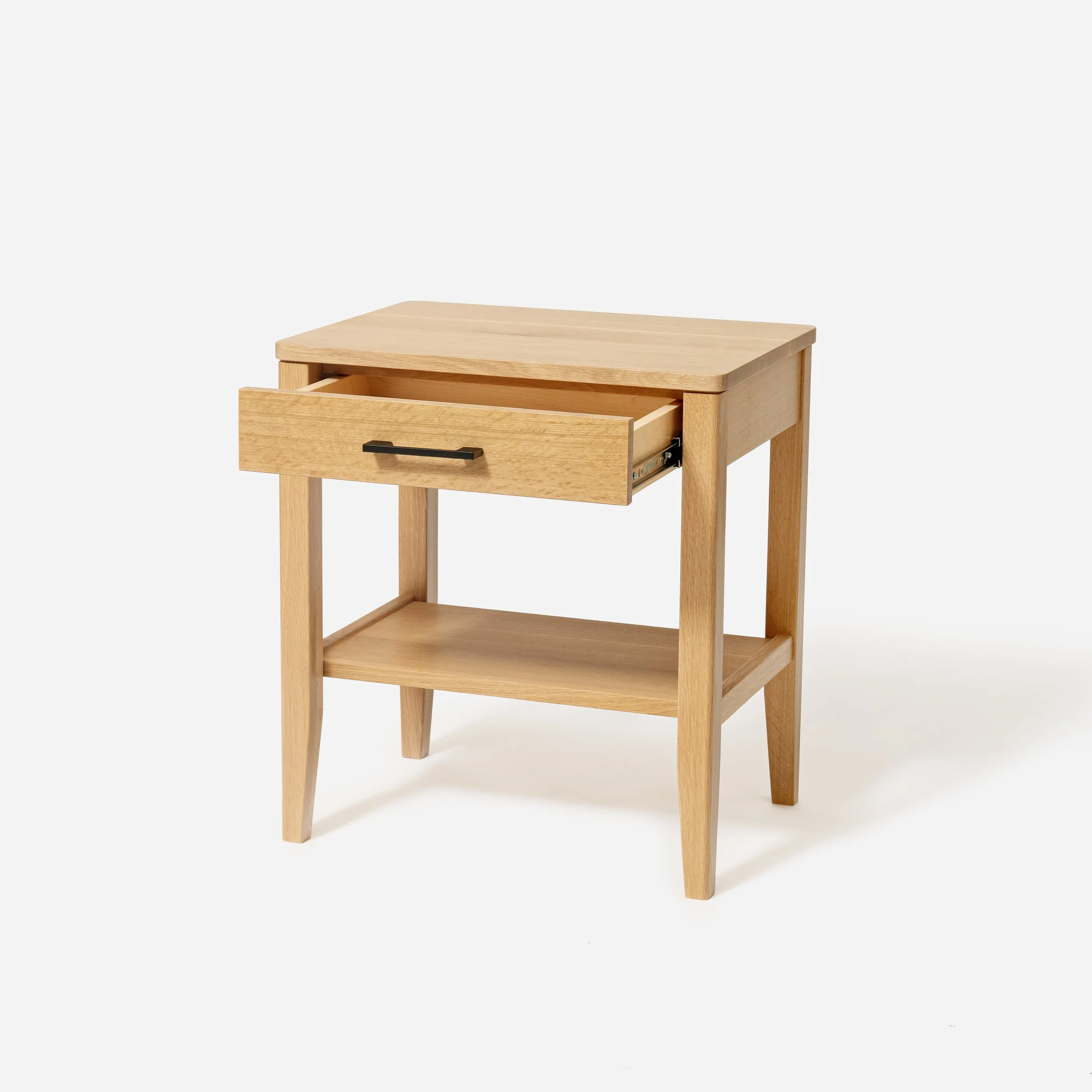 Handcrafted Velora End Table made from premium white oak with traditional joinery, compact design, natural finish, and refined elegance, made in Milwaukee.