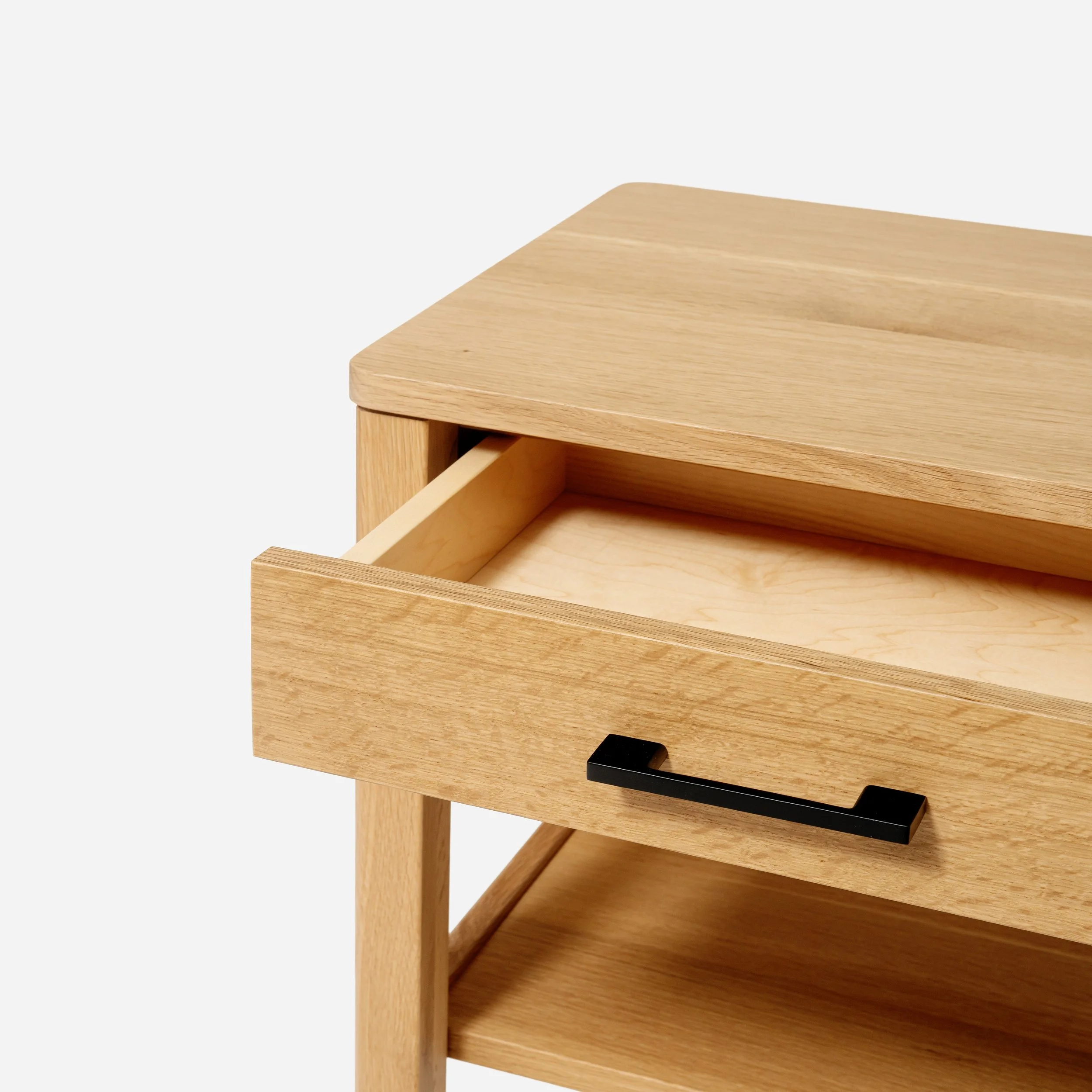 Handcrafted Velora End Table made from premium white oak with traditional joinery, compact design, natural finish, and refined elegance, made in Milwaukee.