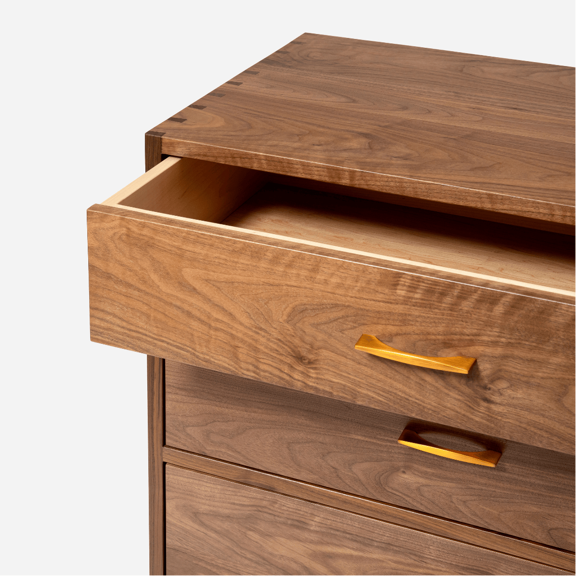Handcrafted Savora Dresser made from walnut wood with dovetail joinery, modern and built to last with excellent craftsmanship, made in Milwaukee.