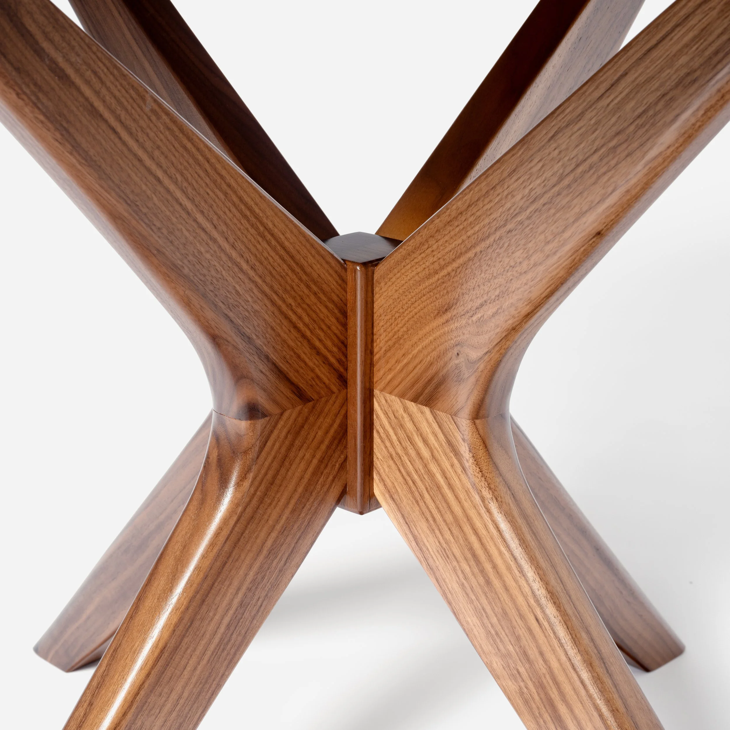 Handcrafted Mid Modern Side Table made from walnut wood with round design, mid-century modern influence, and expert craftsmanship, versatile and stylish, made in Milwaukee.