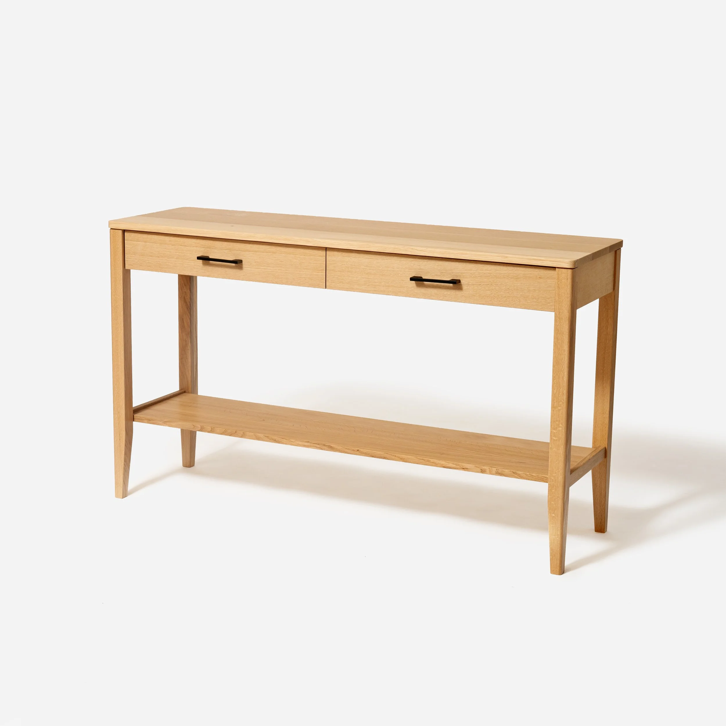 Handcrafted Velora Console Table made from premium white oak with minimalist design, traditional joinery, and refined proportions, made in Milwaukee.