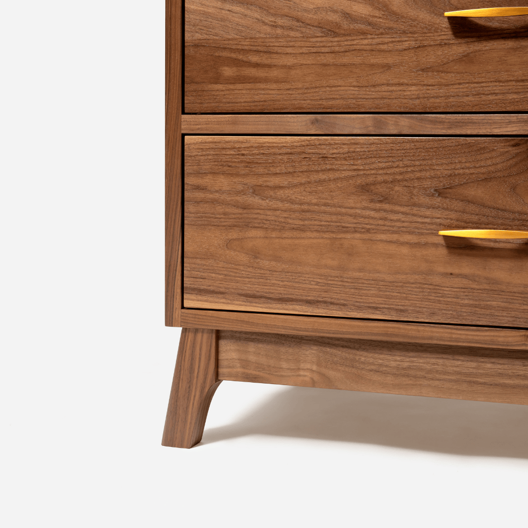 Handcrafted Savora Dresser made from walnut wood with dovetail joinery, modern and built to last with excellent craftsmanship, made in Milwaukee.