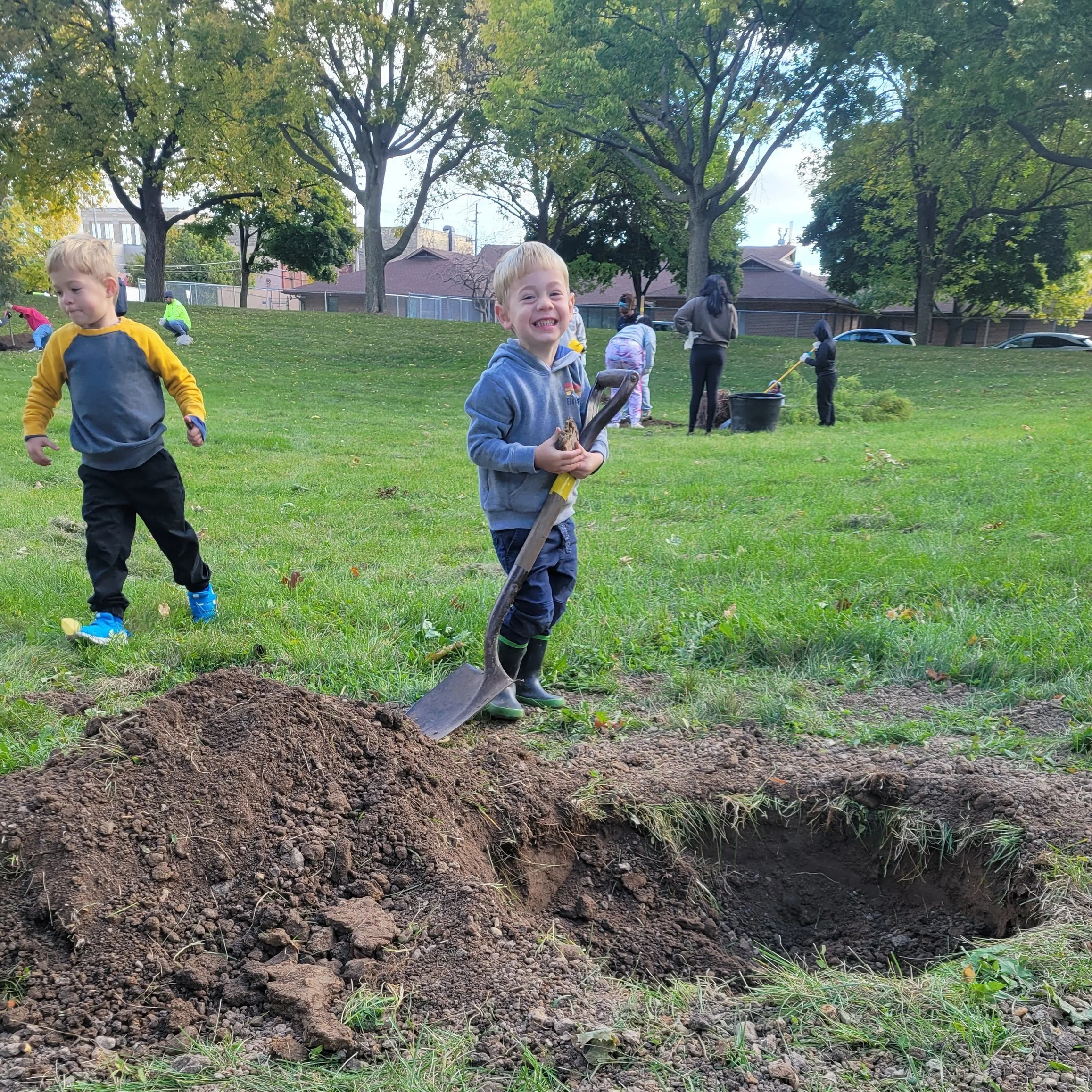 sawyer with shovel in hand
