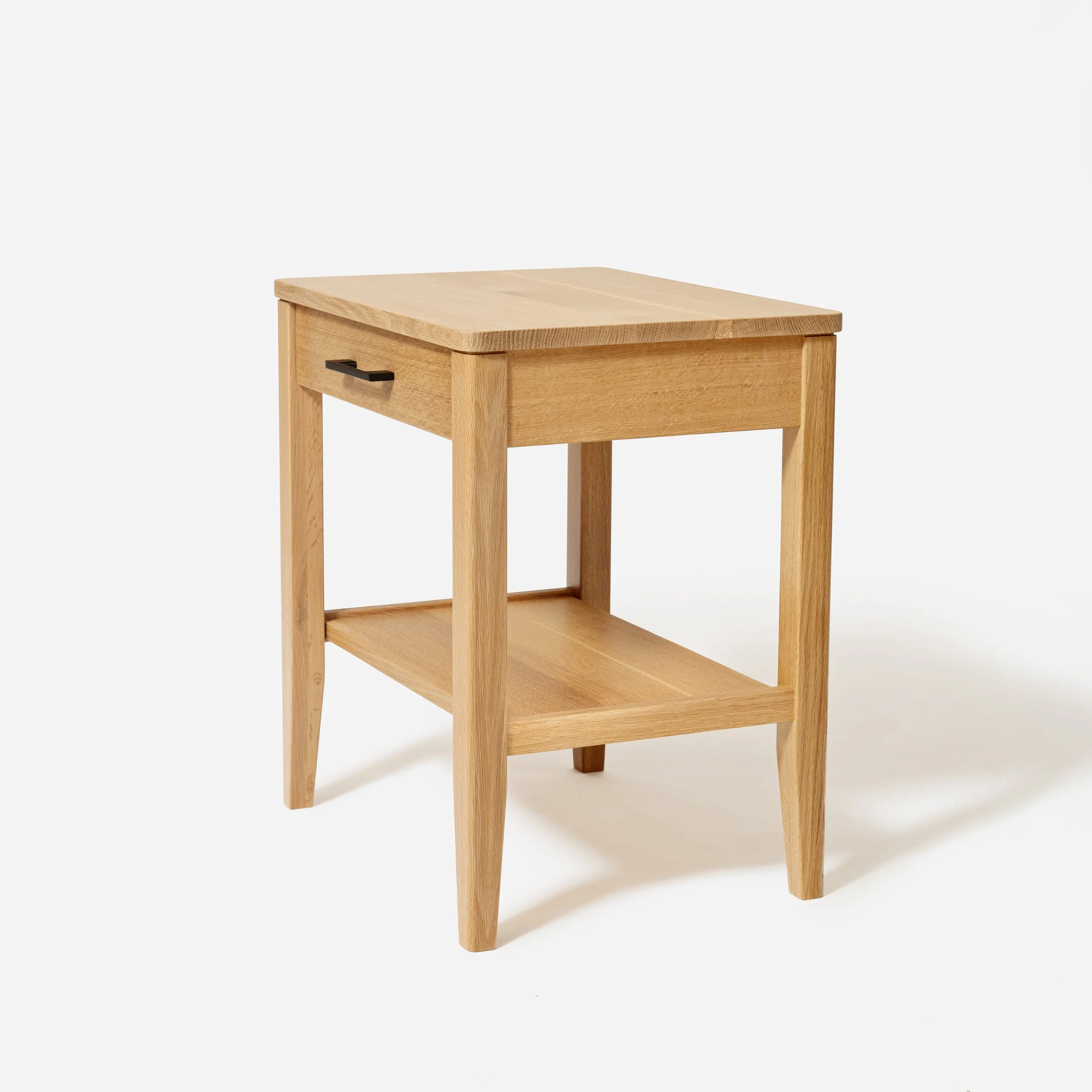 Handcrafted Velora End Table made from premium white oak with traditional joinery, compact design, natural finish, and refined elegance, made in Milwaukee.