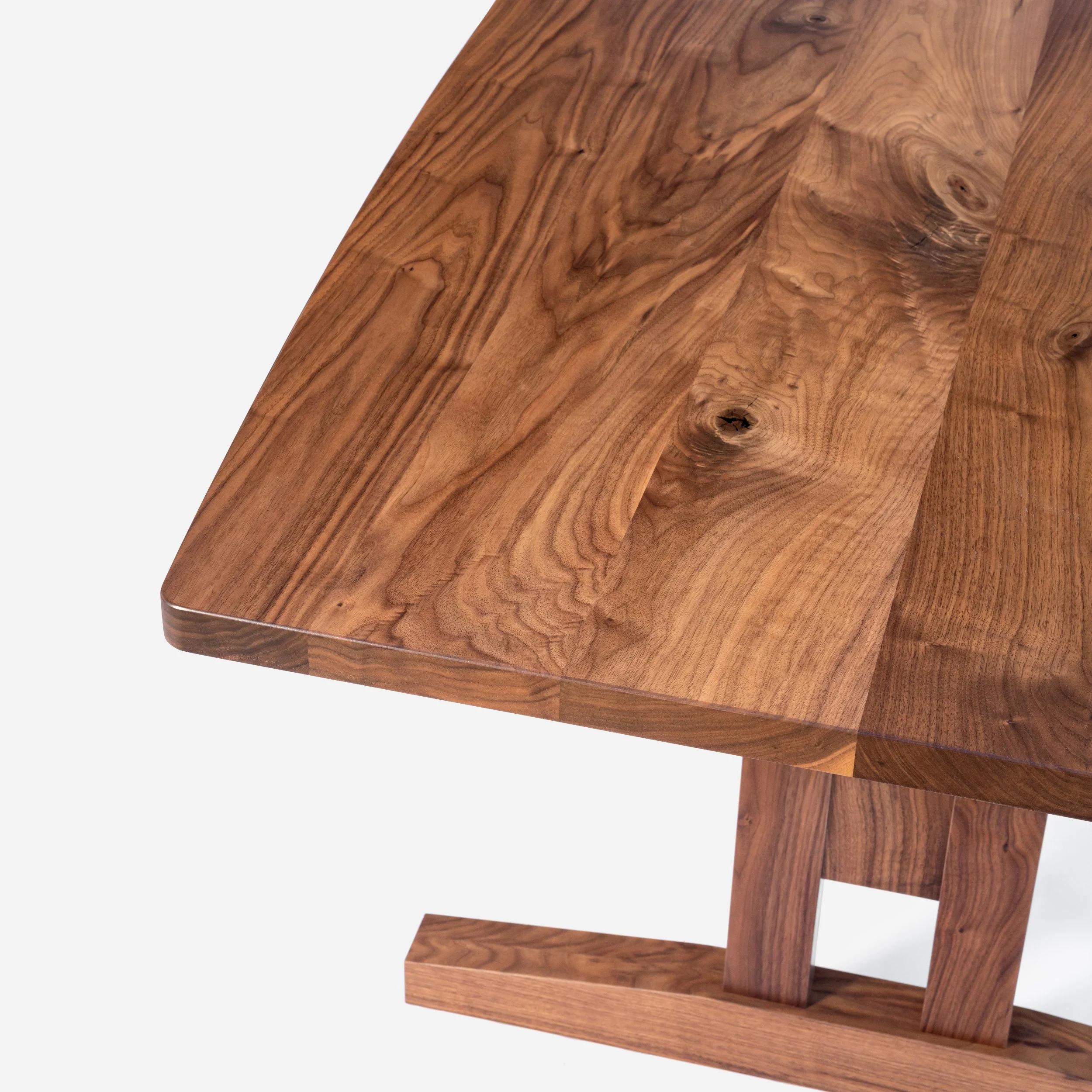 Handcrafted Concord Table made from walnut wood, inspired by Shaker craftsmanship with balanced proportions and traditional joinery, timeless design, made in Milwaukee.