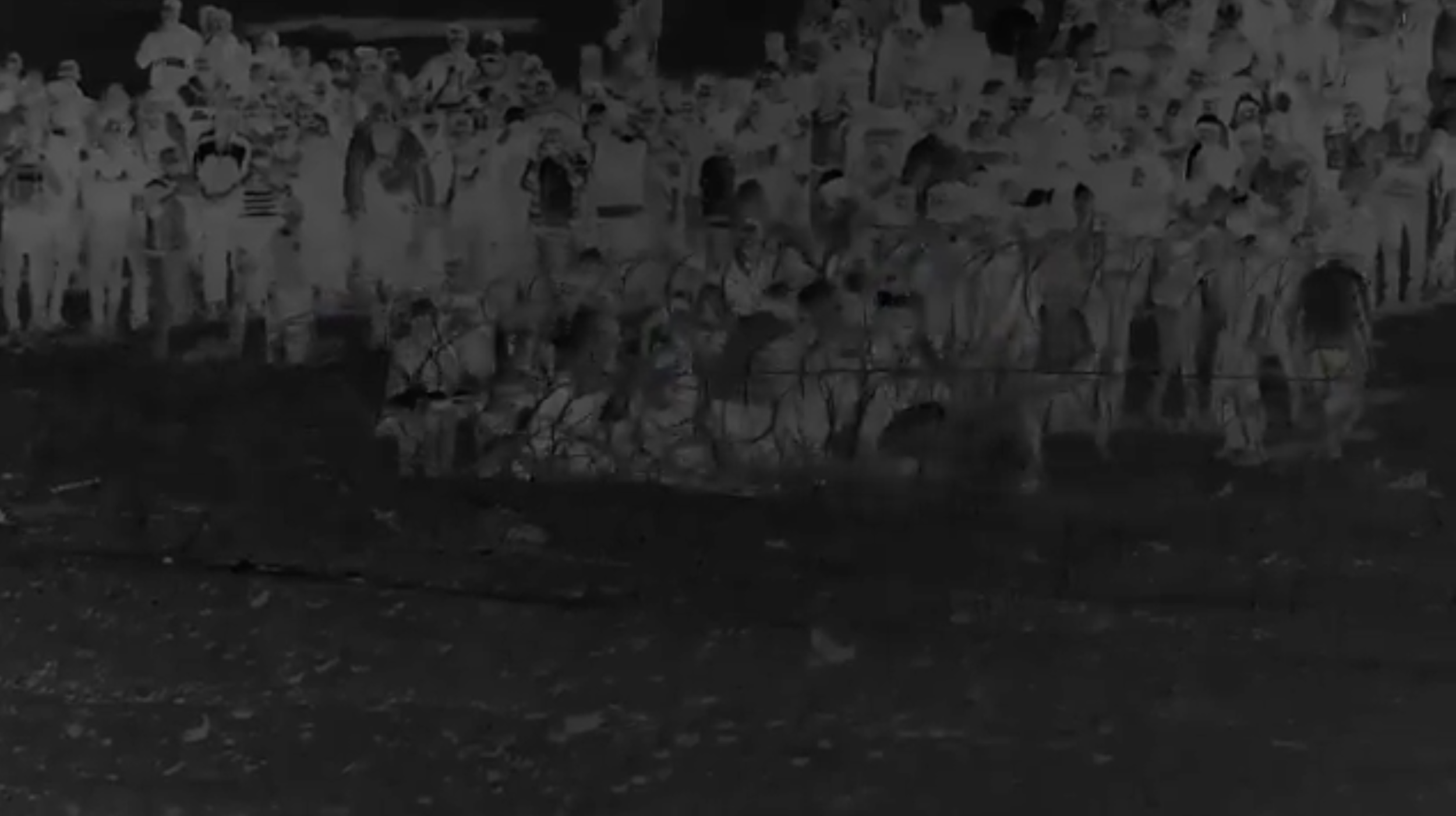 Palestinians at the fence, negative image from This is Hamas' Plan