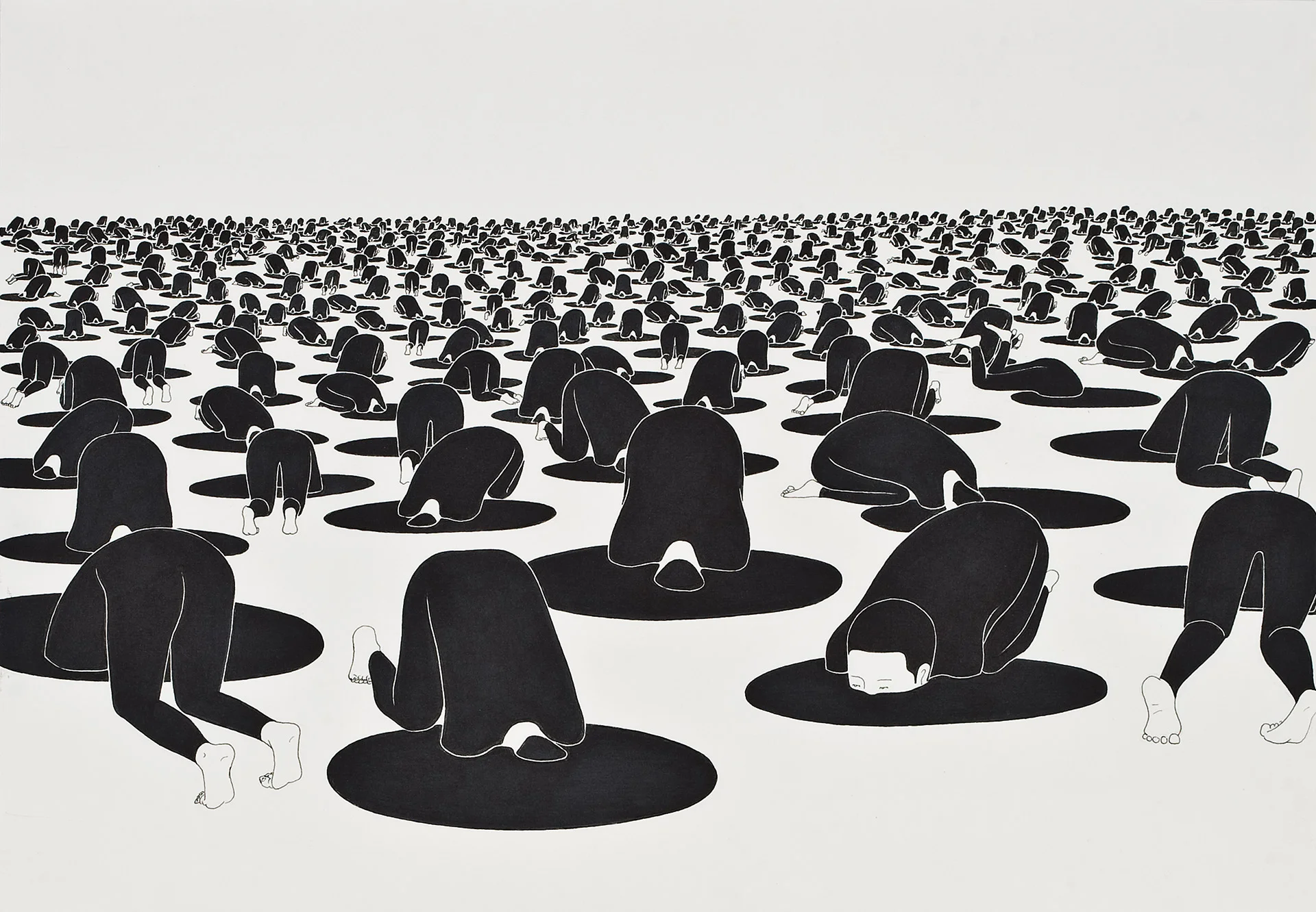 불면의 낮 / Sleepless days Op. 0021P - 42 x 29.7 cm, 종이에 펜, 마커 / Pigment liner and marker on paper, 2009