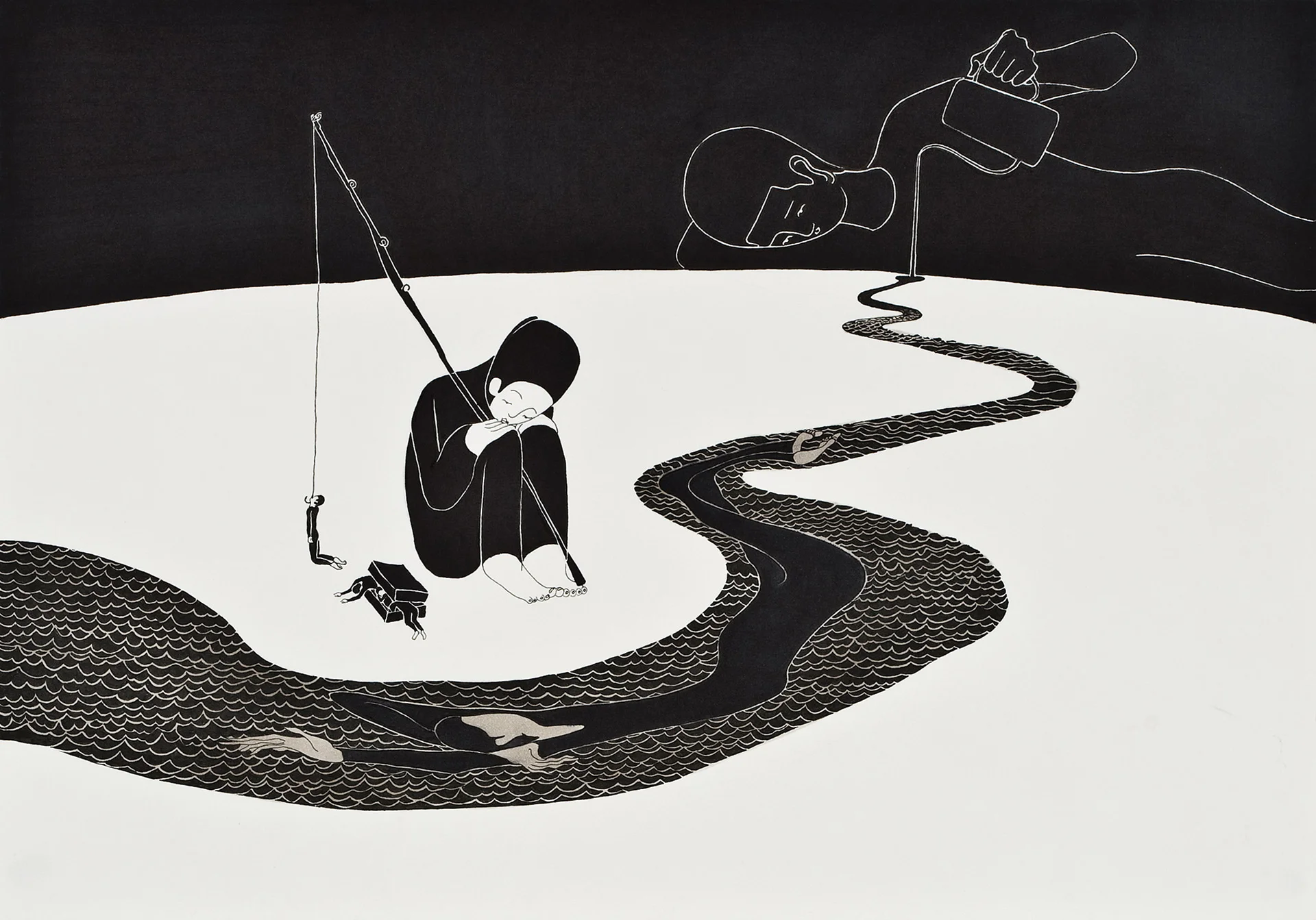 흐르게 둔다 / Let you flow Op. 0023P - 42 x 29.7 cm, 종이에 펜, 마커 / Pigment liner and marker on paper, 2009