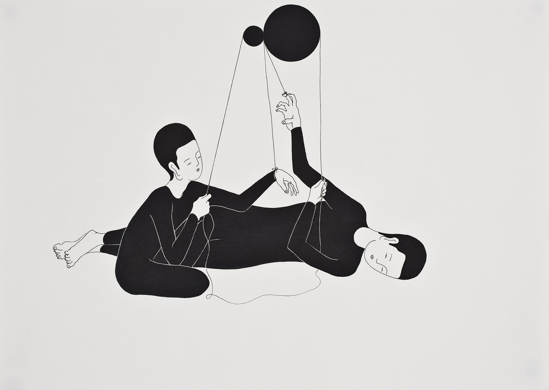 너의 의지에 의지하다 / Leaning on(against) your will Op. 0031P - 42 x 29.7 cm, 종이에 펜, 마커 / Pigment liner and marker on paper, 2009