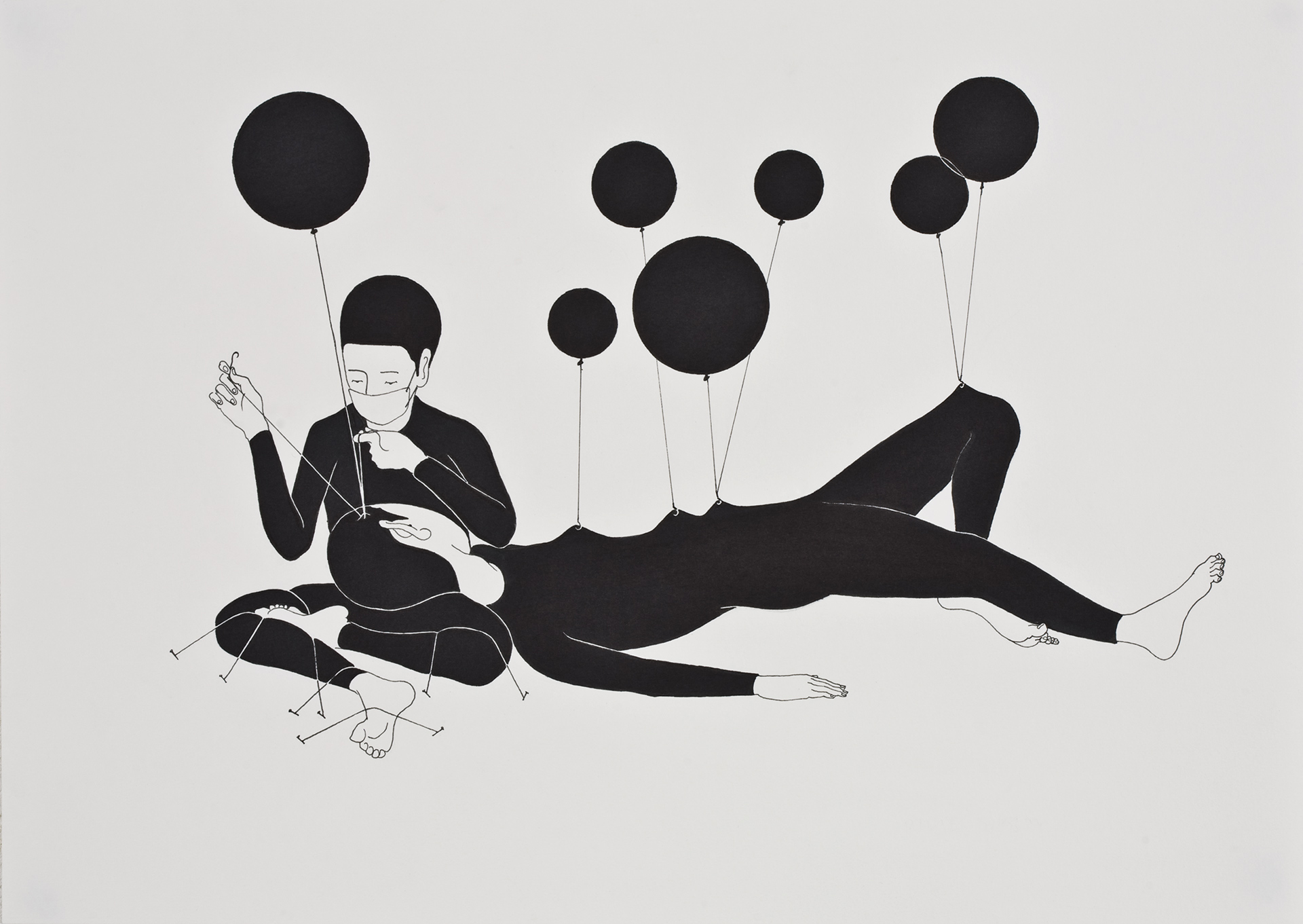 둥둥 내사랑 / Oo darling Op. 0032P - 42 x 29.7 cm, 종이에 펜, 마커 / Pigment liner and marker on paper, 2009