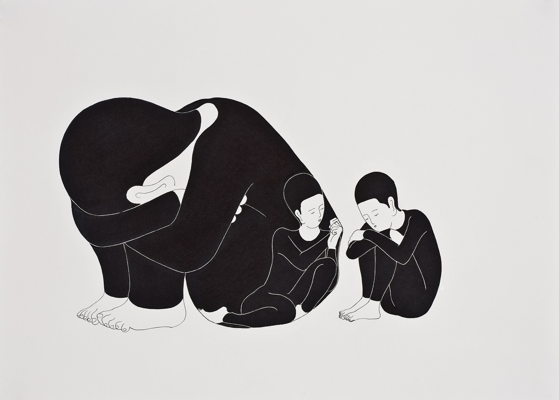 나와 함께 없어줘 / Be with and without me Op. 0034P - 42 x 29.7 cm, 종이에 펜, 마커 / Pigment liner and marker on paper, 2009