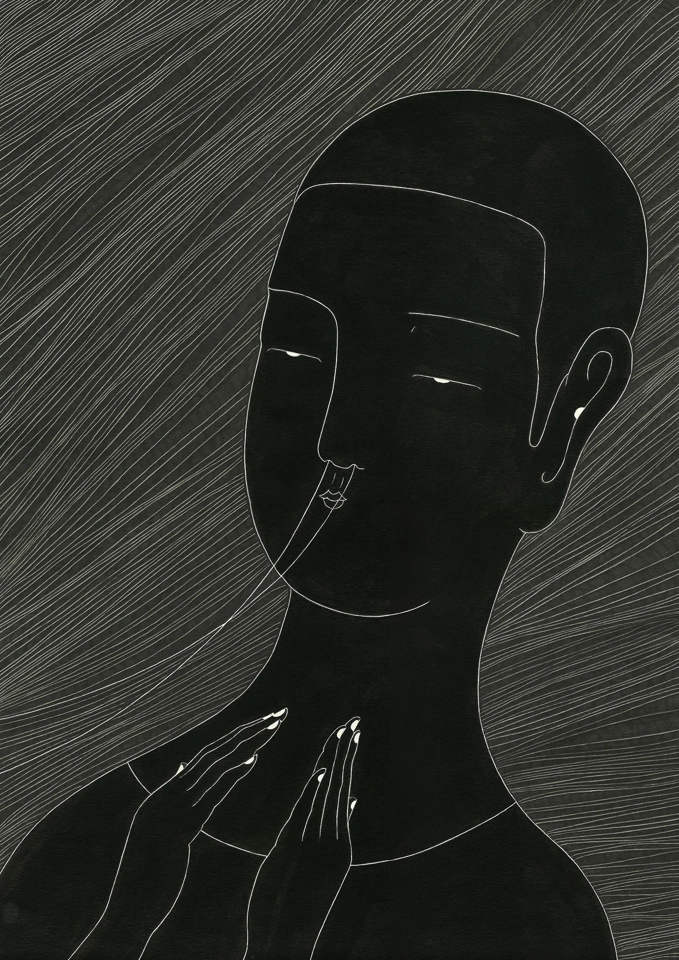 숨 / Inspiration Op. 0059P - 29.7 x 42 cm, 종이에 펜, 마커, 잉크 / Pigment liner, marker, and ink on paper, 2012