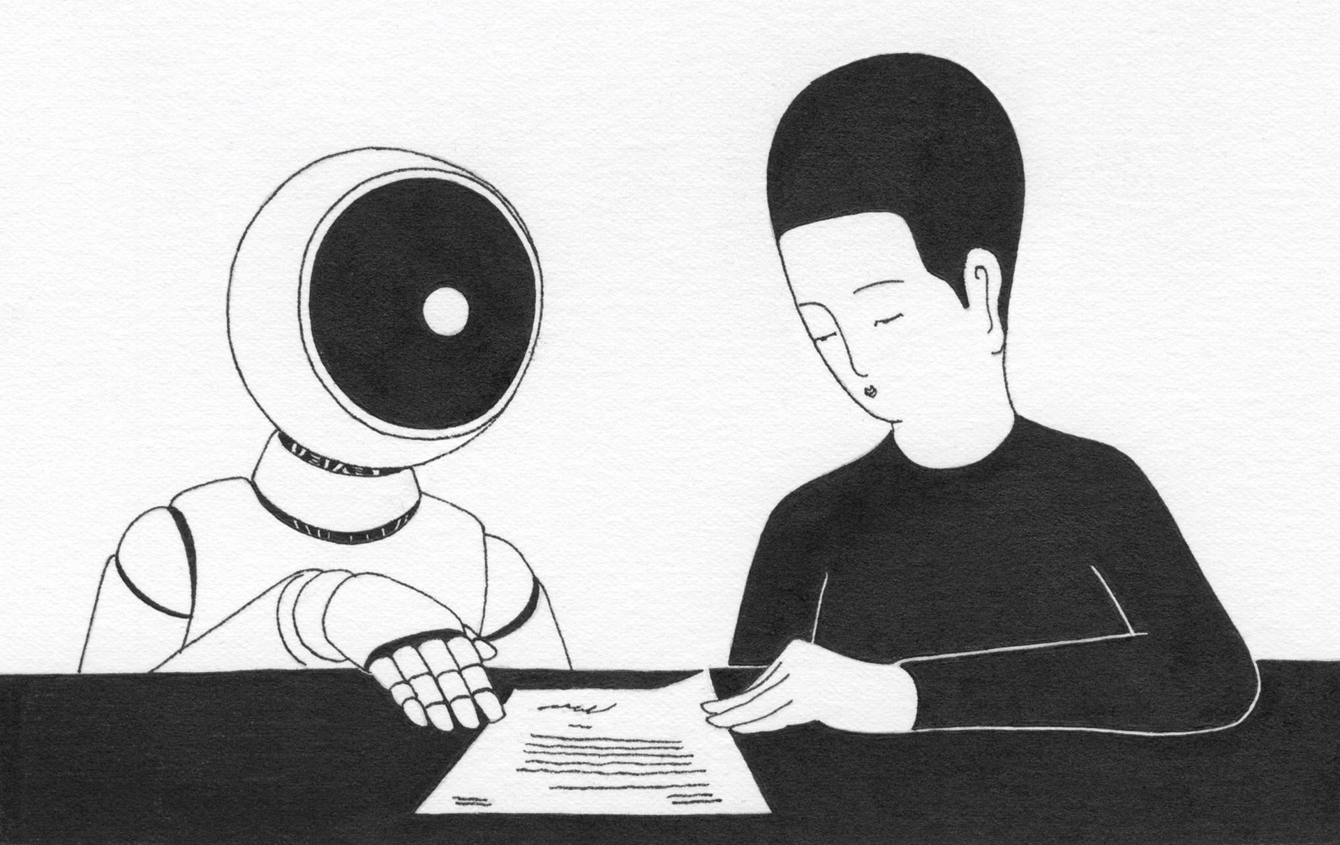 I Robot Op. 0073CS-1, 0073CS-2 - 15.3 x 11.3 cm, 종이에 펜, 마커 / Pigment liner and marker on paper, 2013 Commissioned by Art Asia Pacific