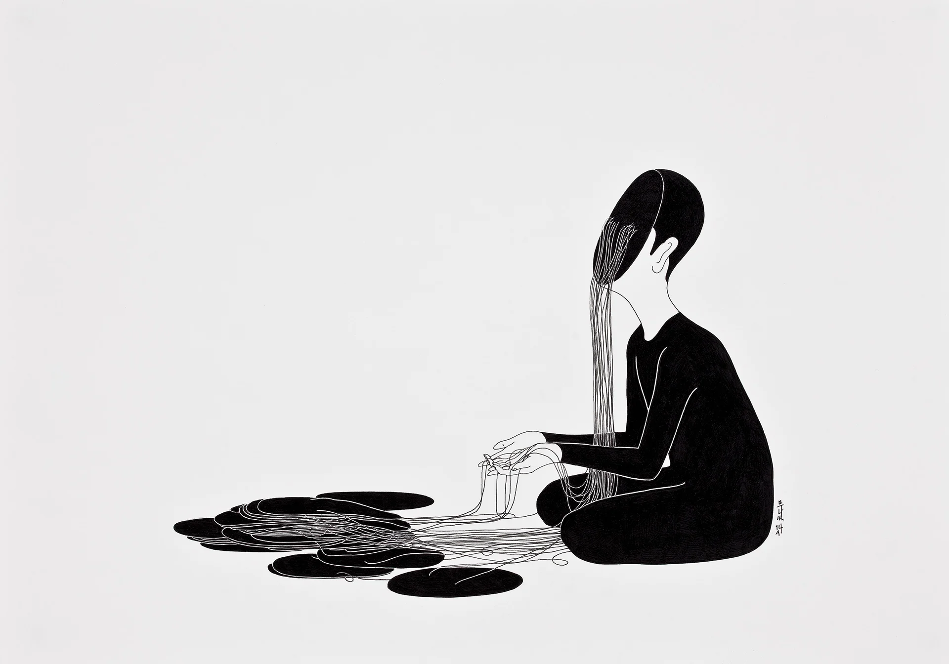 탈脫 / Detached Op. 0080P - 42 x 29.7 cm, 종이에 펜, 마커 / Pigment liner and marker on paper, 2014