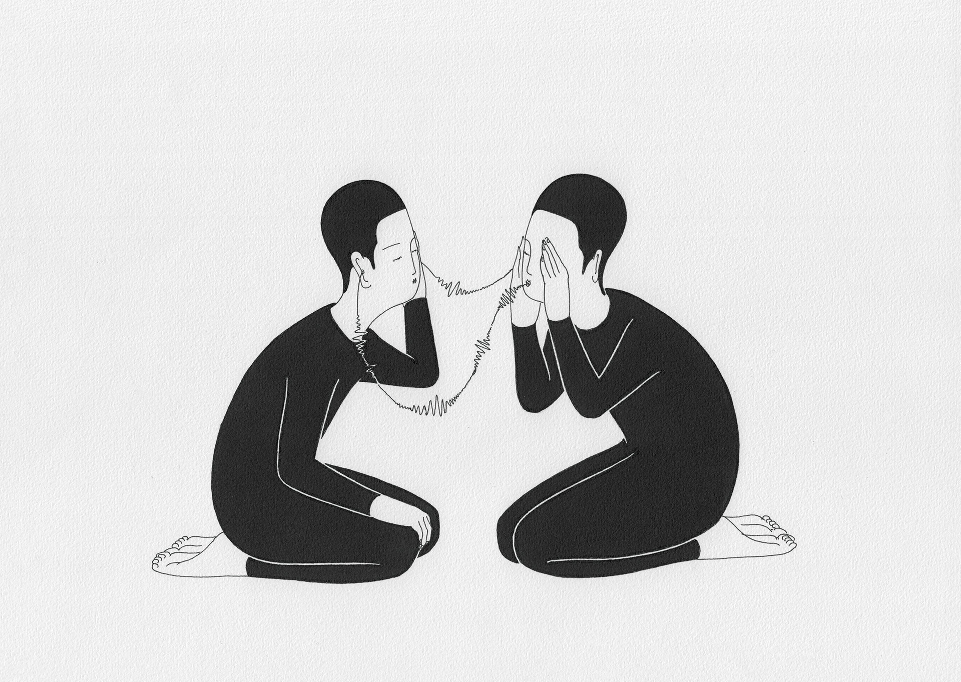 통신 / Signal Op. 0094CS-12 - 29.7 x 21 cm, 종이에 펜, 마커 / Pigment liner and marker on paper, 2015 Commissioned by Maison Kitsuné